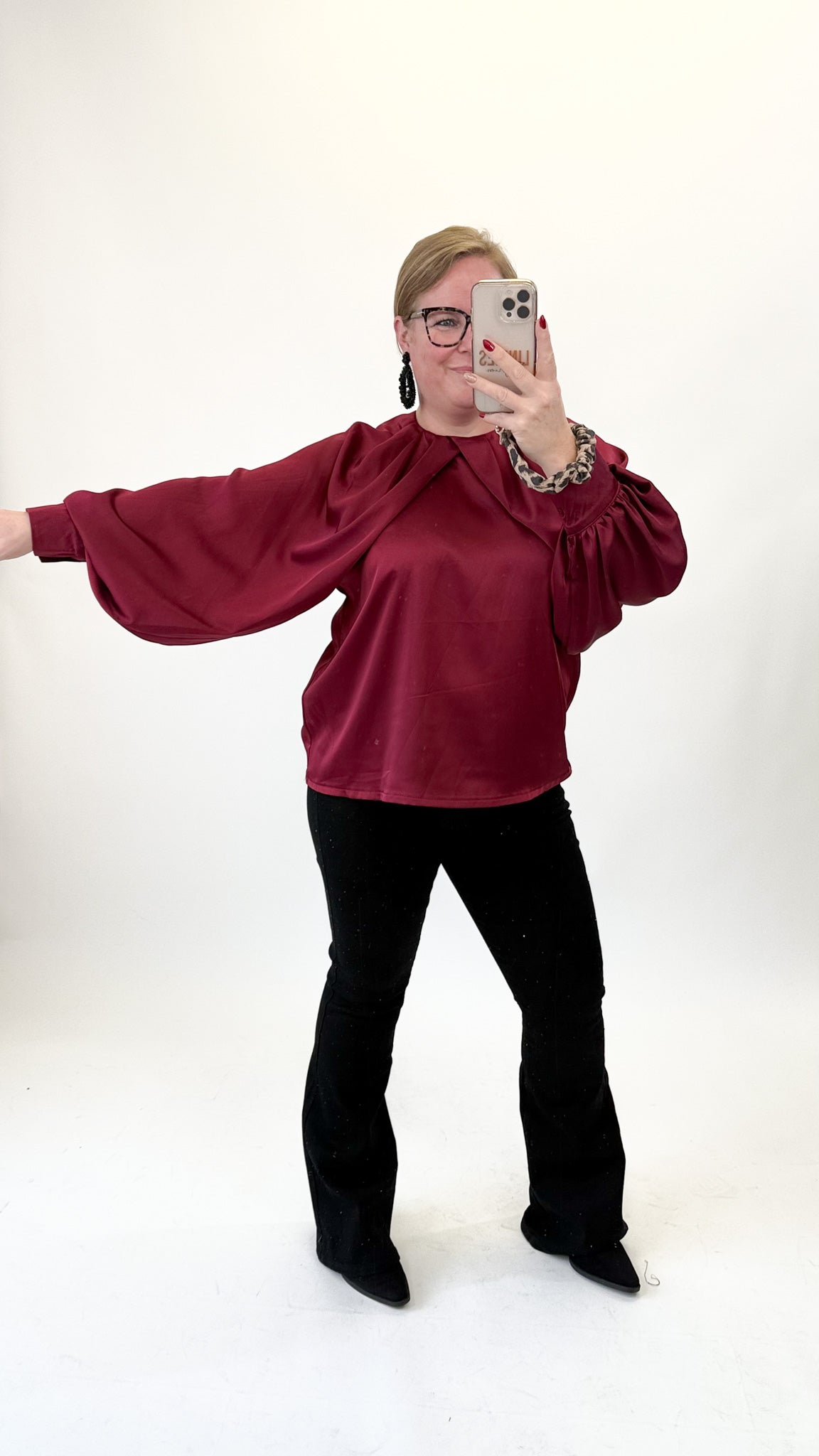 SATIN HOGE HALS TOP - 1817