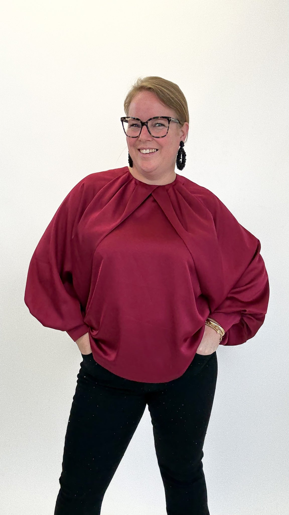 SATIN HOGE HALS TOP - 1817