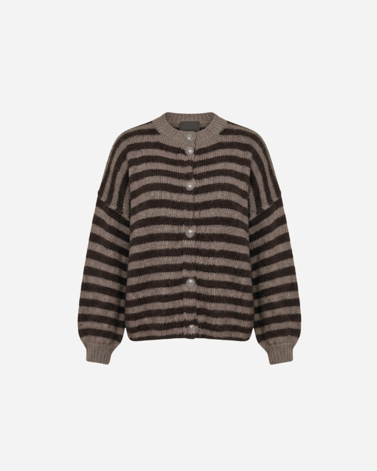 STREEP VEST MET SIERKNOPEN TAUPE/ESPRESSO
