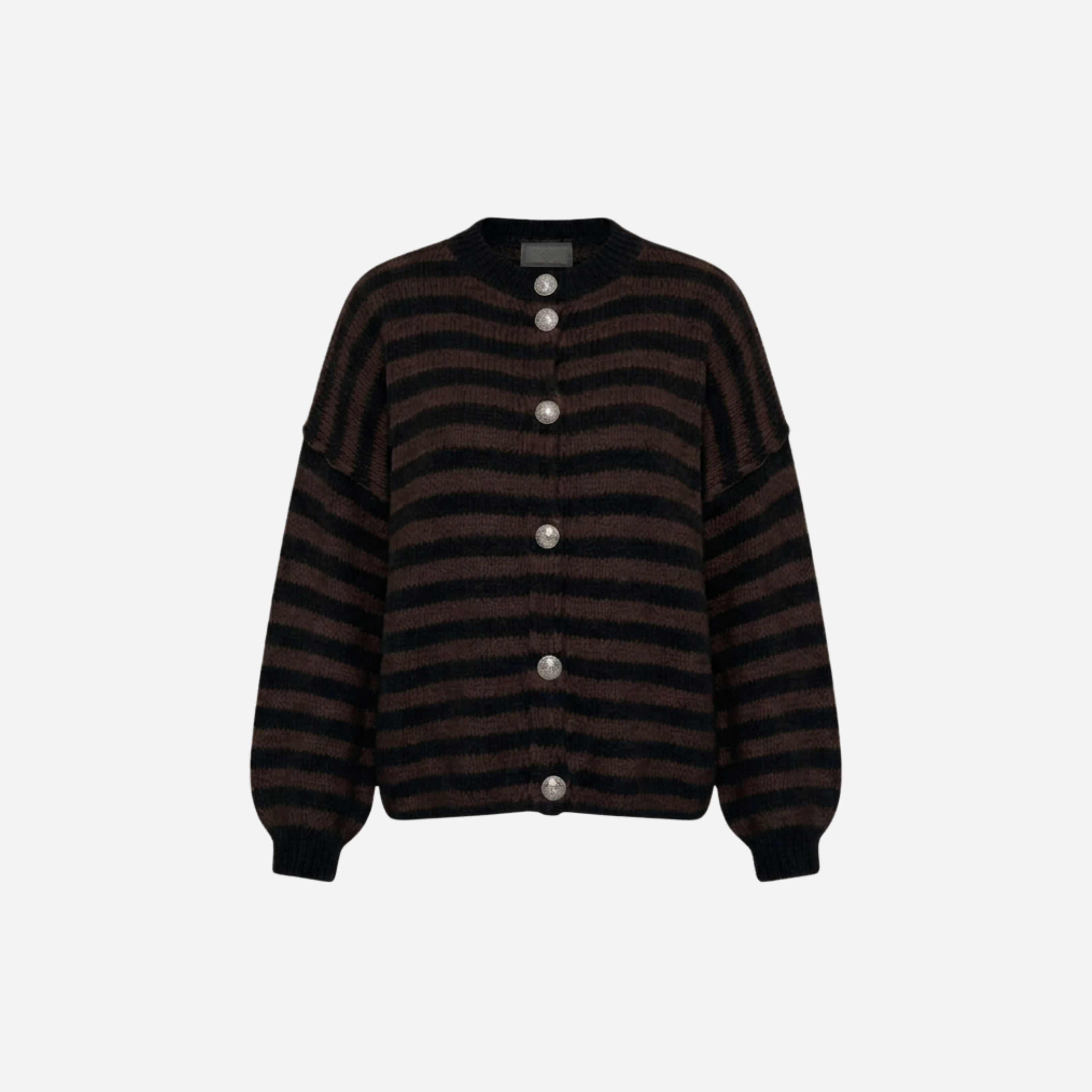 STREEP VEST MET SIERKNOPEN ZWART/ESPRESSO