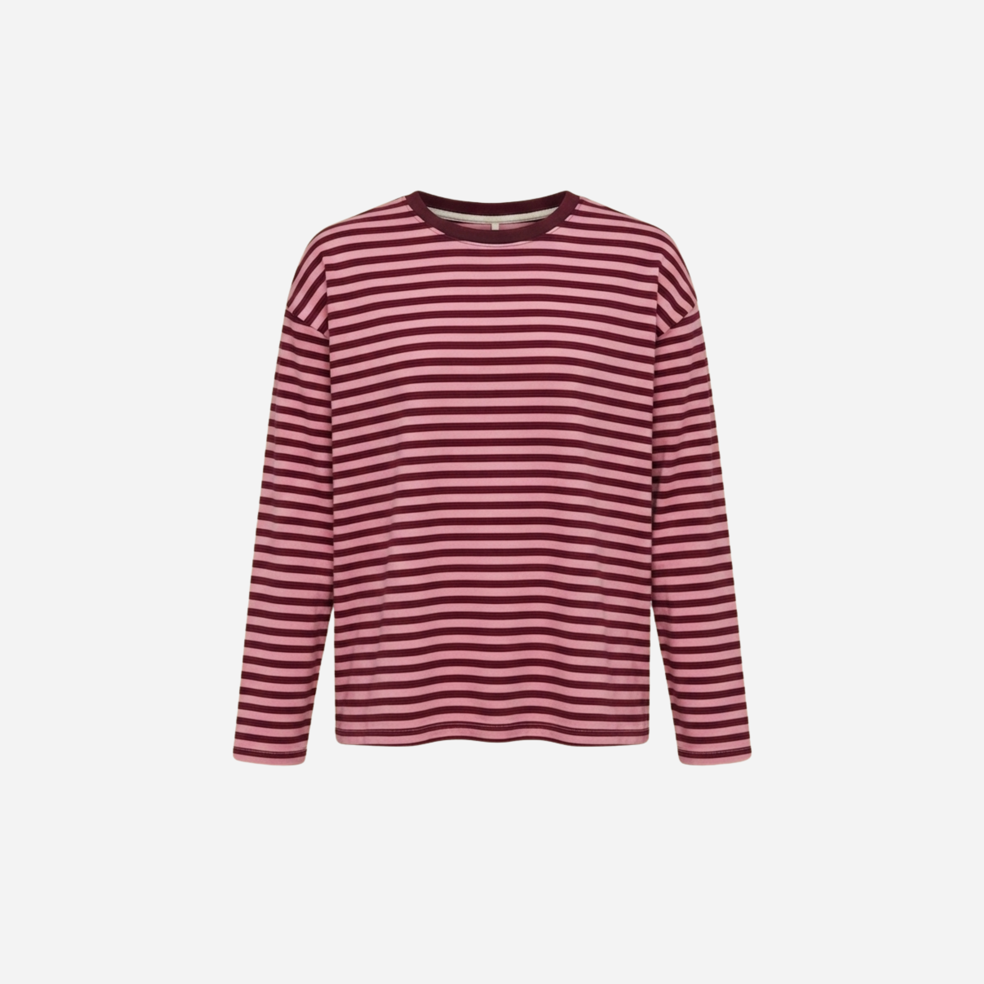STREEP SHIRT LONGSLEEVE ROZE/BORDEAUX