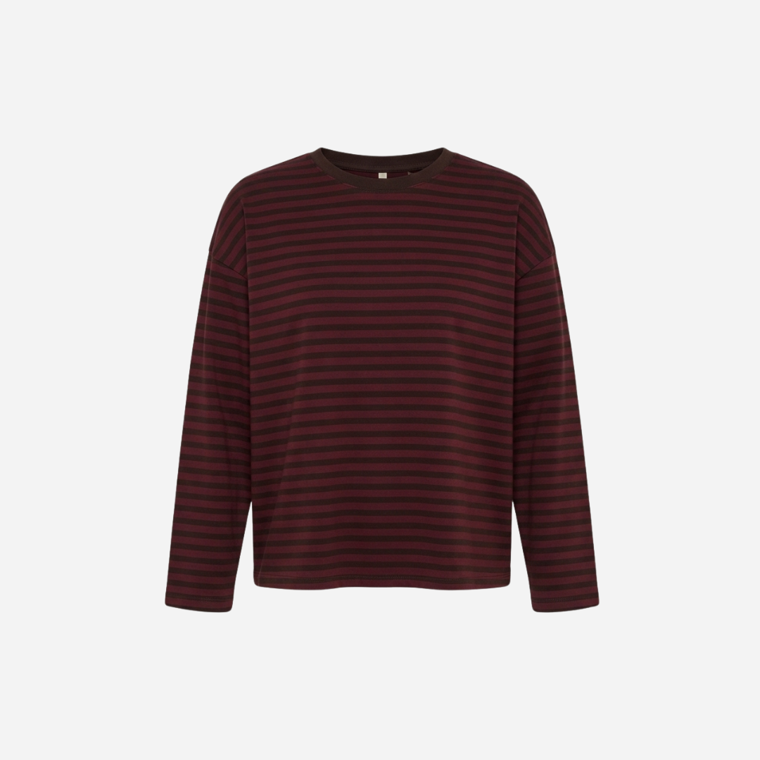 STREEP SHIRT LONGSLEEVE BORDEAUX/ESPRESSO