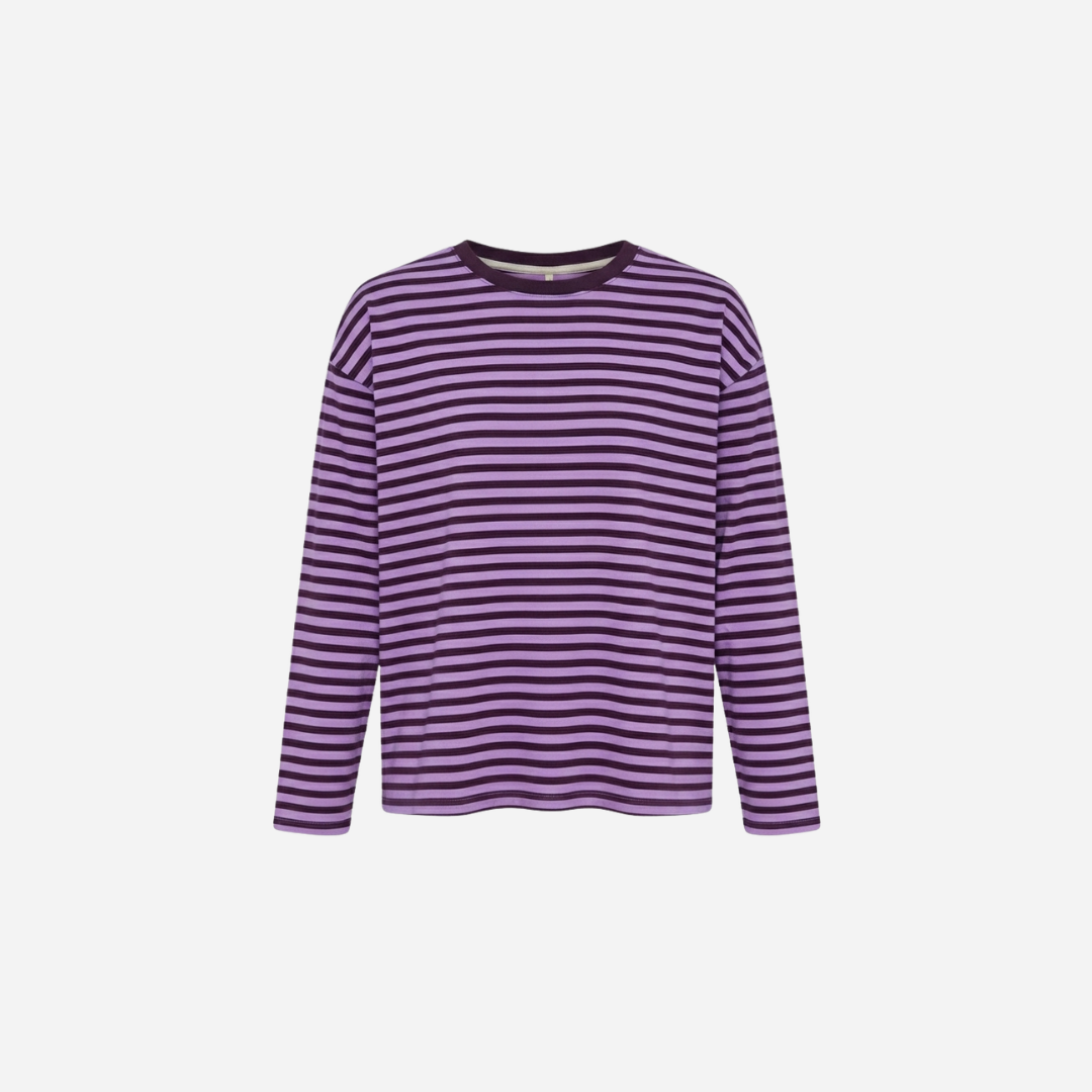 STREEP SHIRT LONGSLEEVE PAARS/ESPRESSO