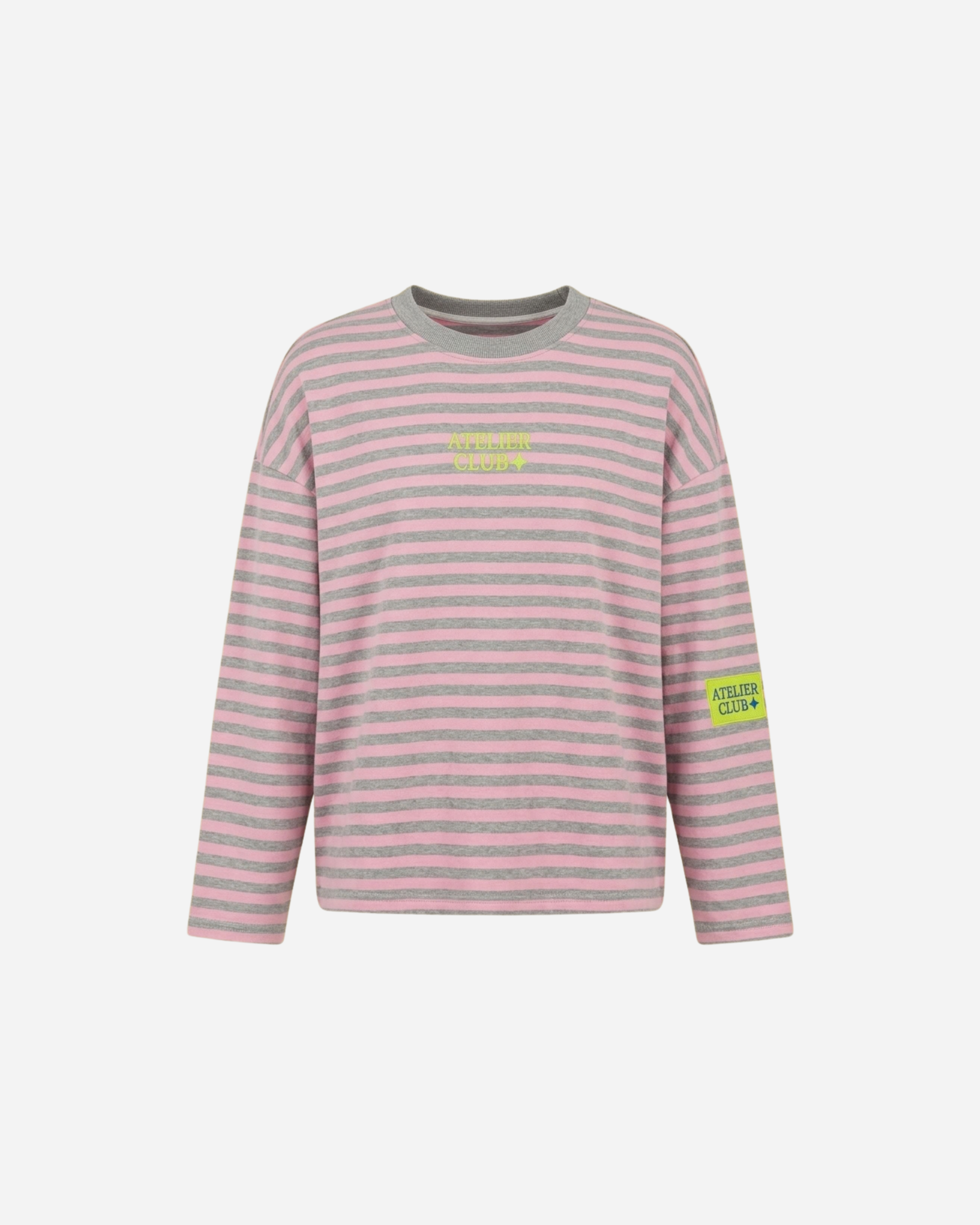 ATELIER CLUB STREEP SWEATER GRIJS/ROZE