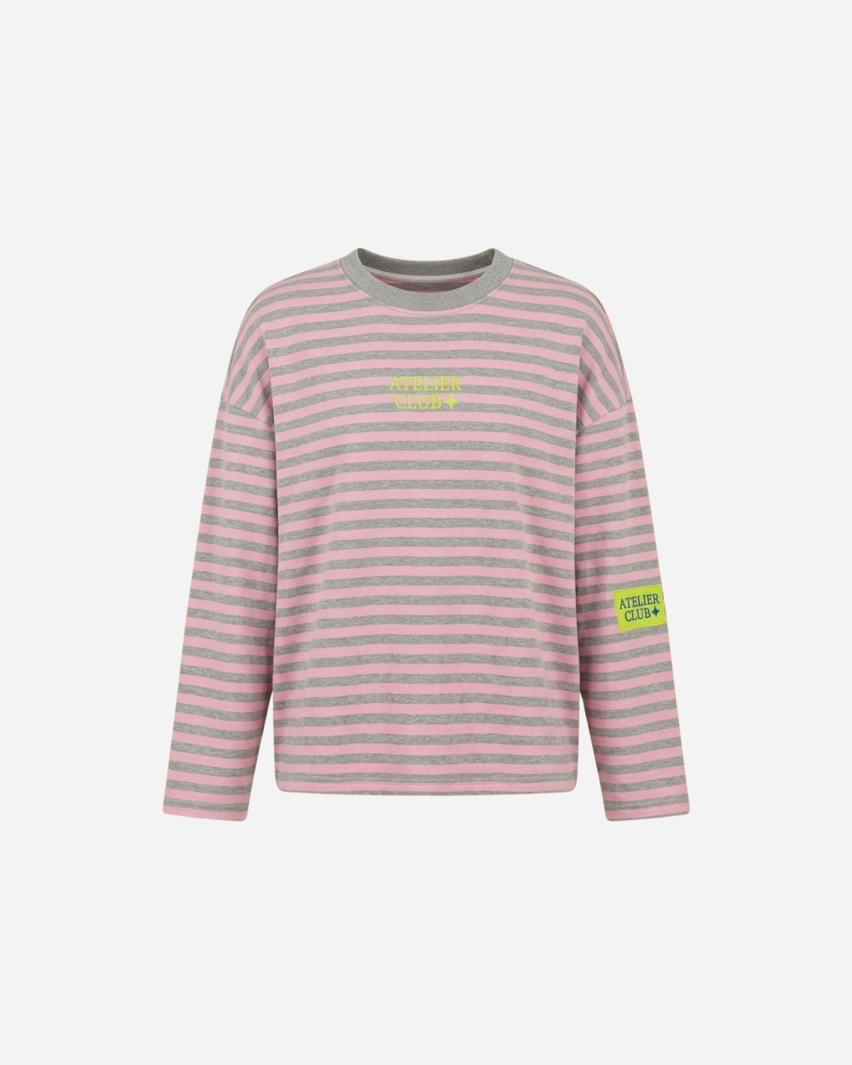 ATELIER CLUB STREEP SWEATER GRIJS/ROZE