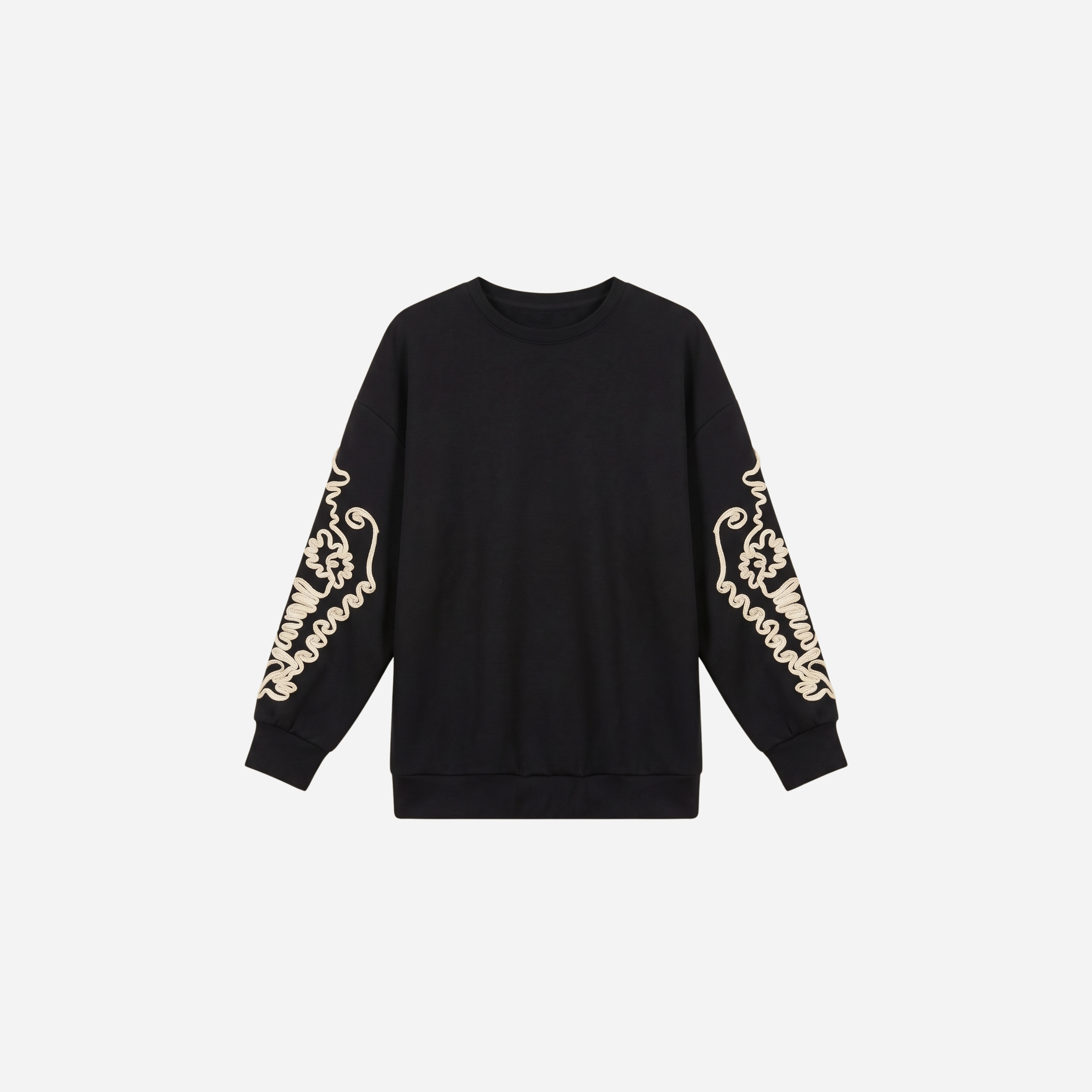 SWEATER MET SIERKOORD MOUW ZWART