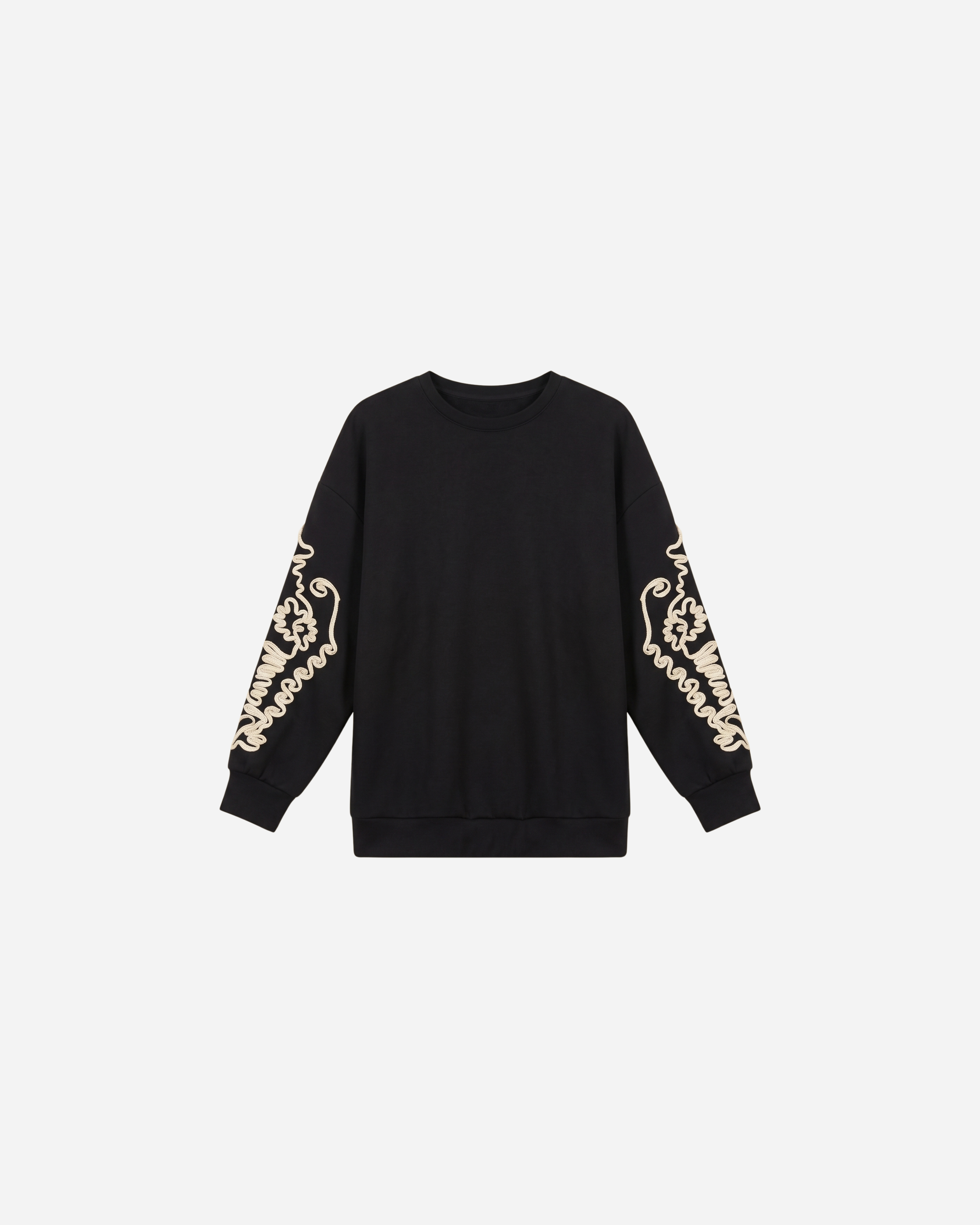 SWEATER MET SIERKOORD MOUW ZWART