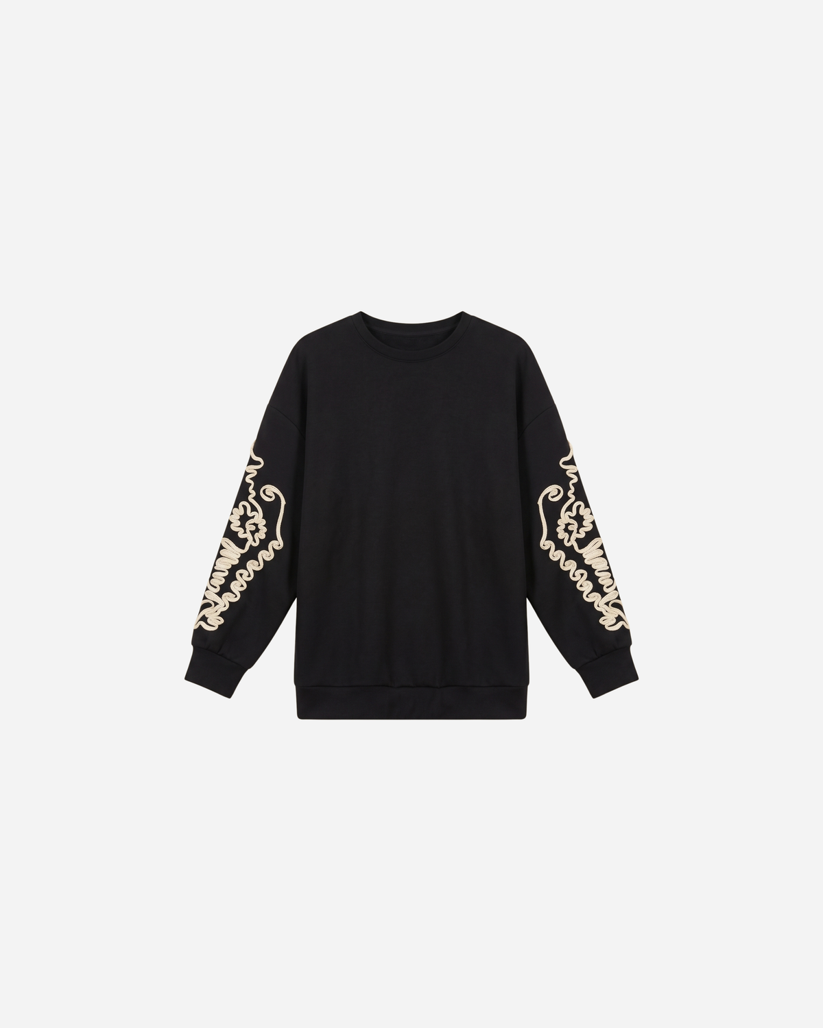 SWEATER MET SIERKOORD MOUW ZWART