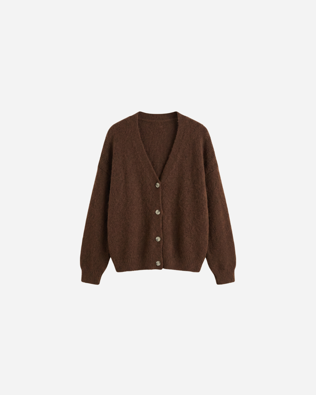 GEBREIDE CARDIGAN MET KNOPEN BRUIN