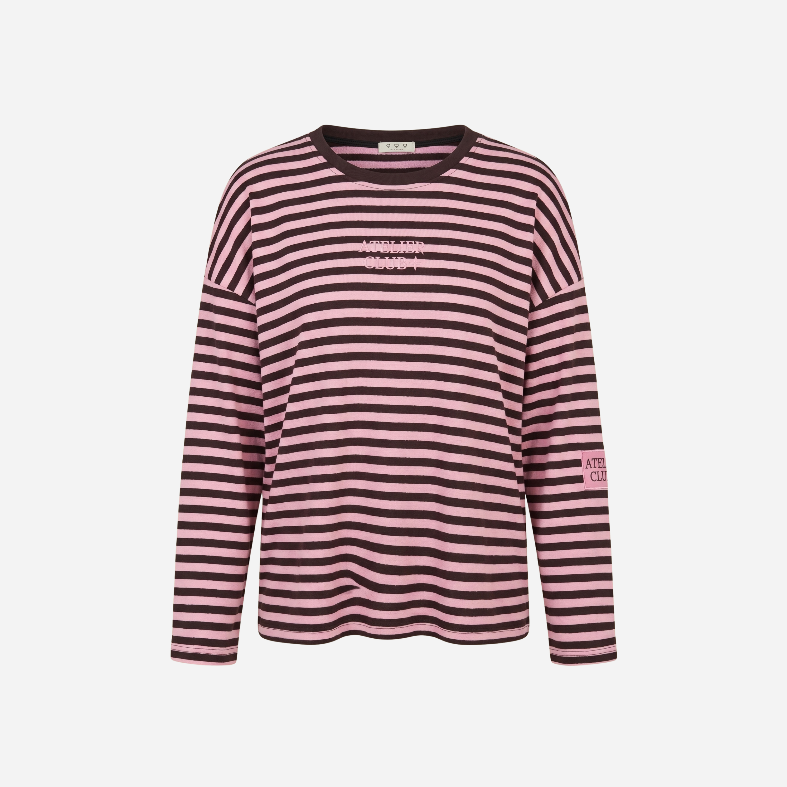 ATELIER CLUB STREEP SWEATER ESPRESSO/ROZE