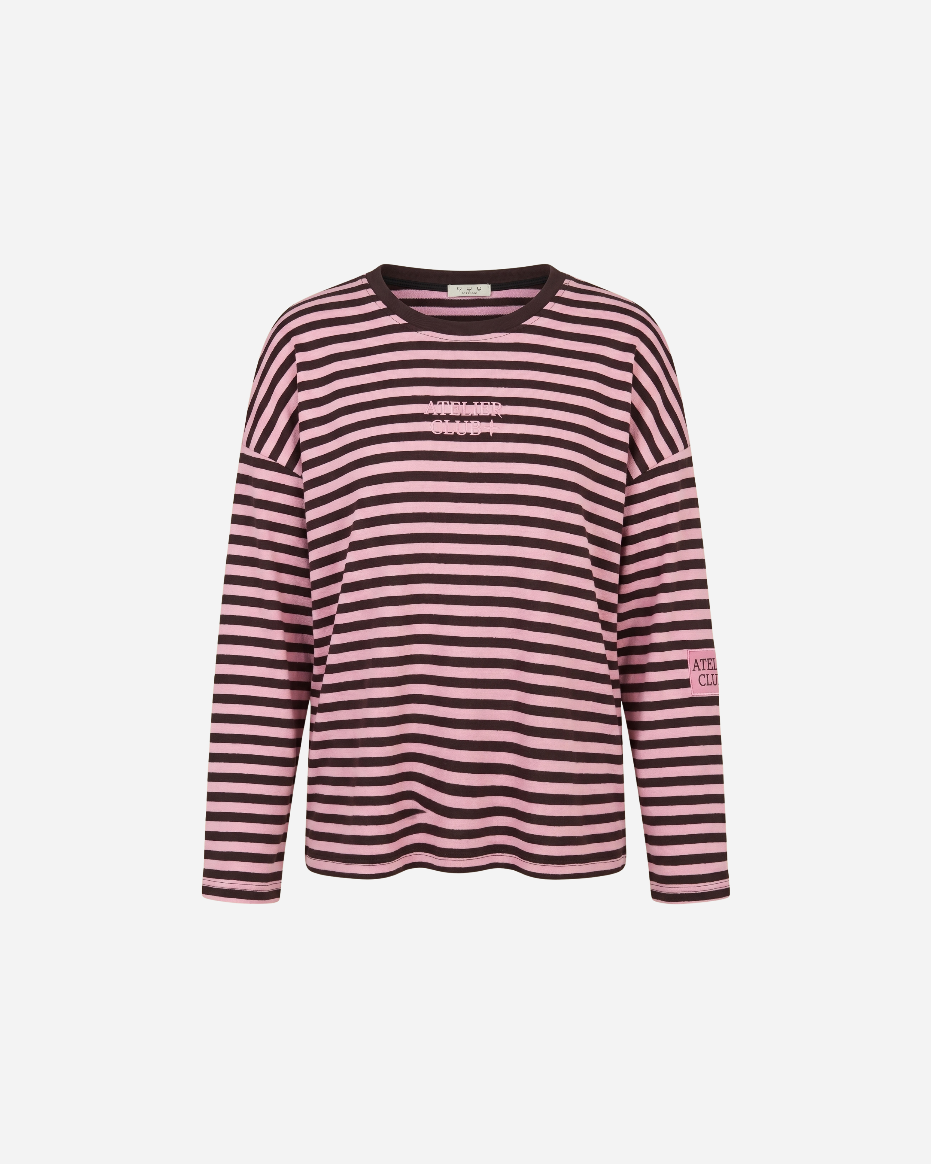ATELIER CLUB STREEP SWEATER ESPRESSO/ROZE
