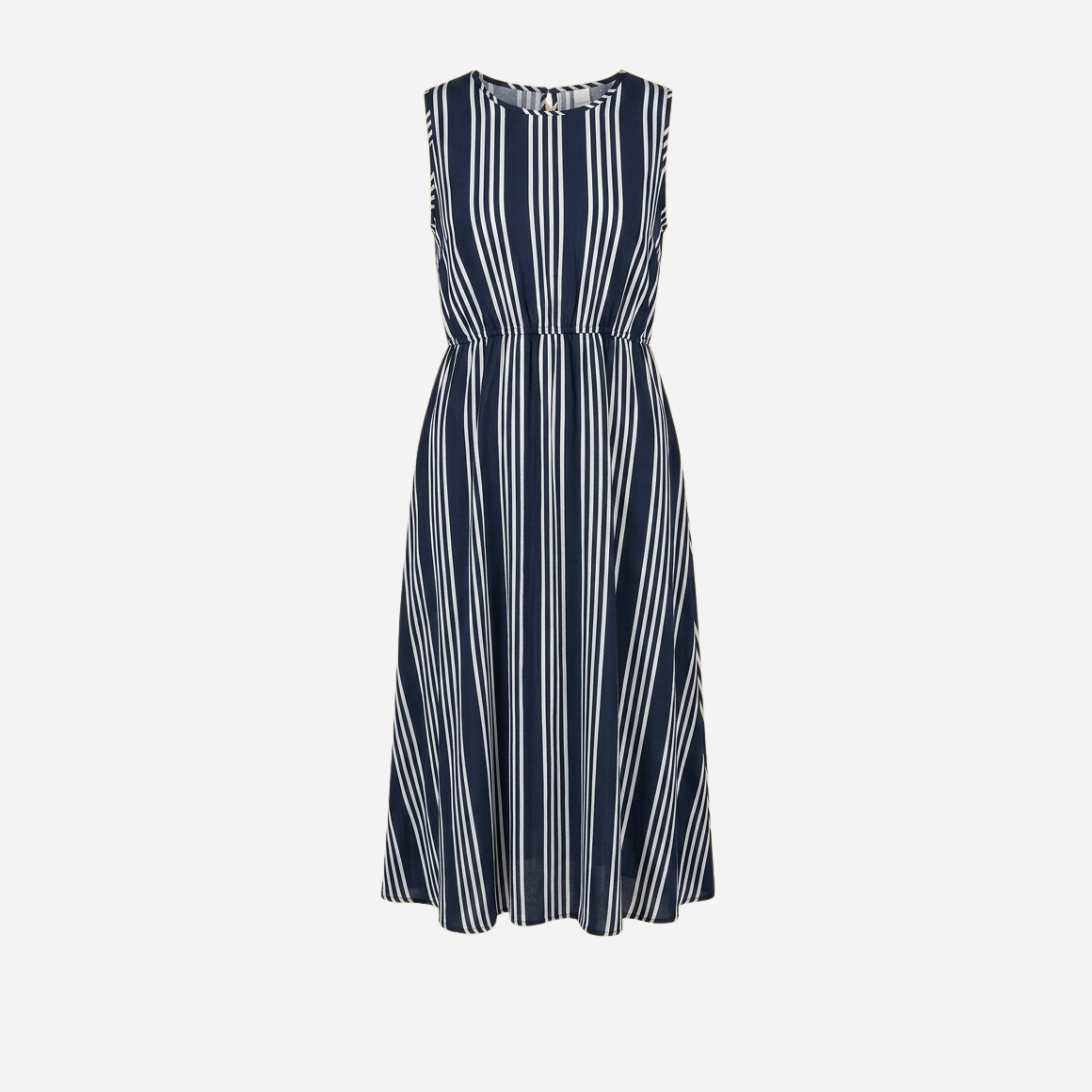 STREEPJES JURK MOUWLOOS MARINE/WIT