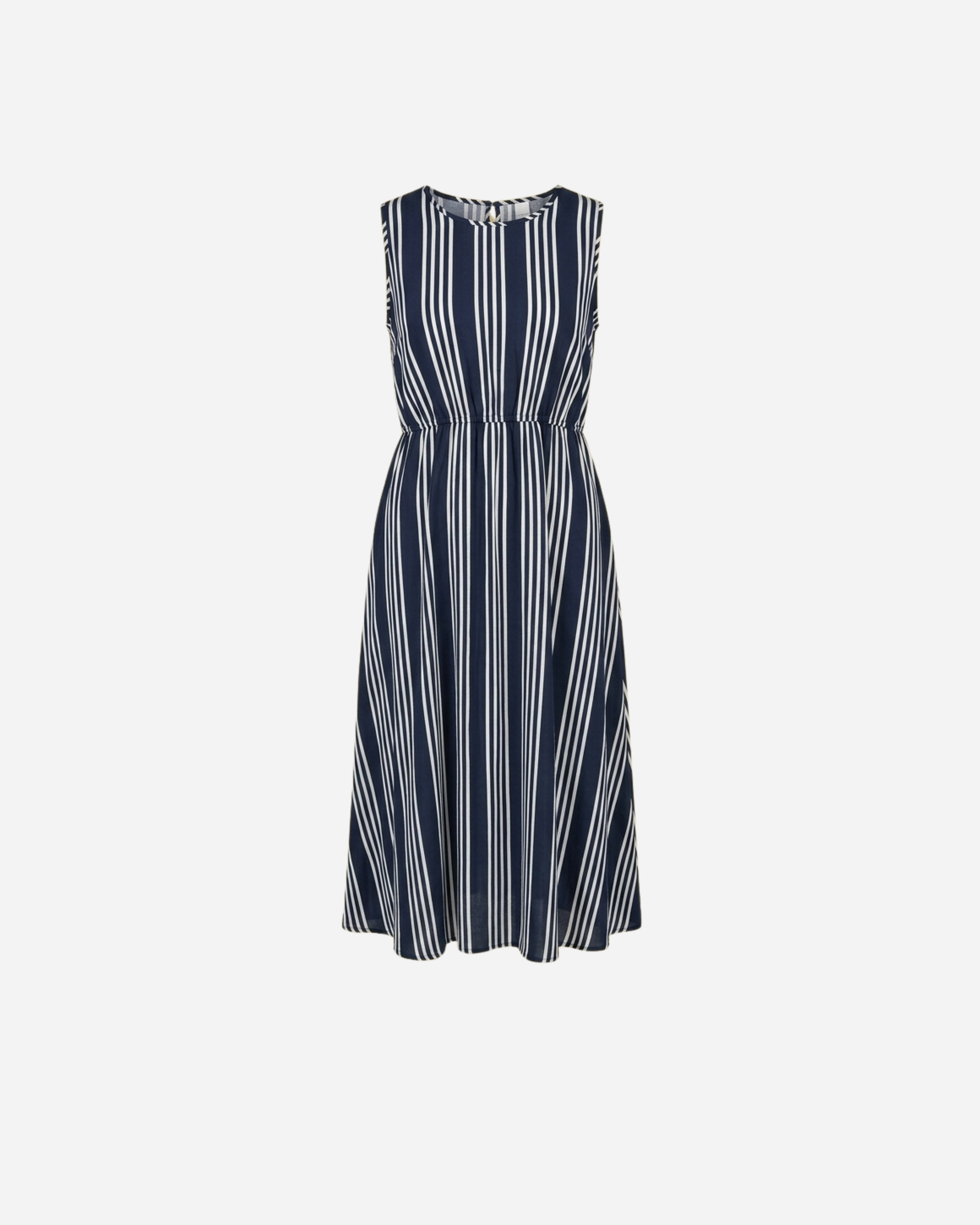 STREEPJES JURK MOUWLOOS MARINE/WIT