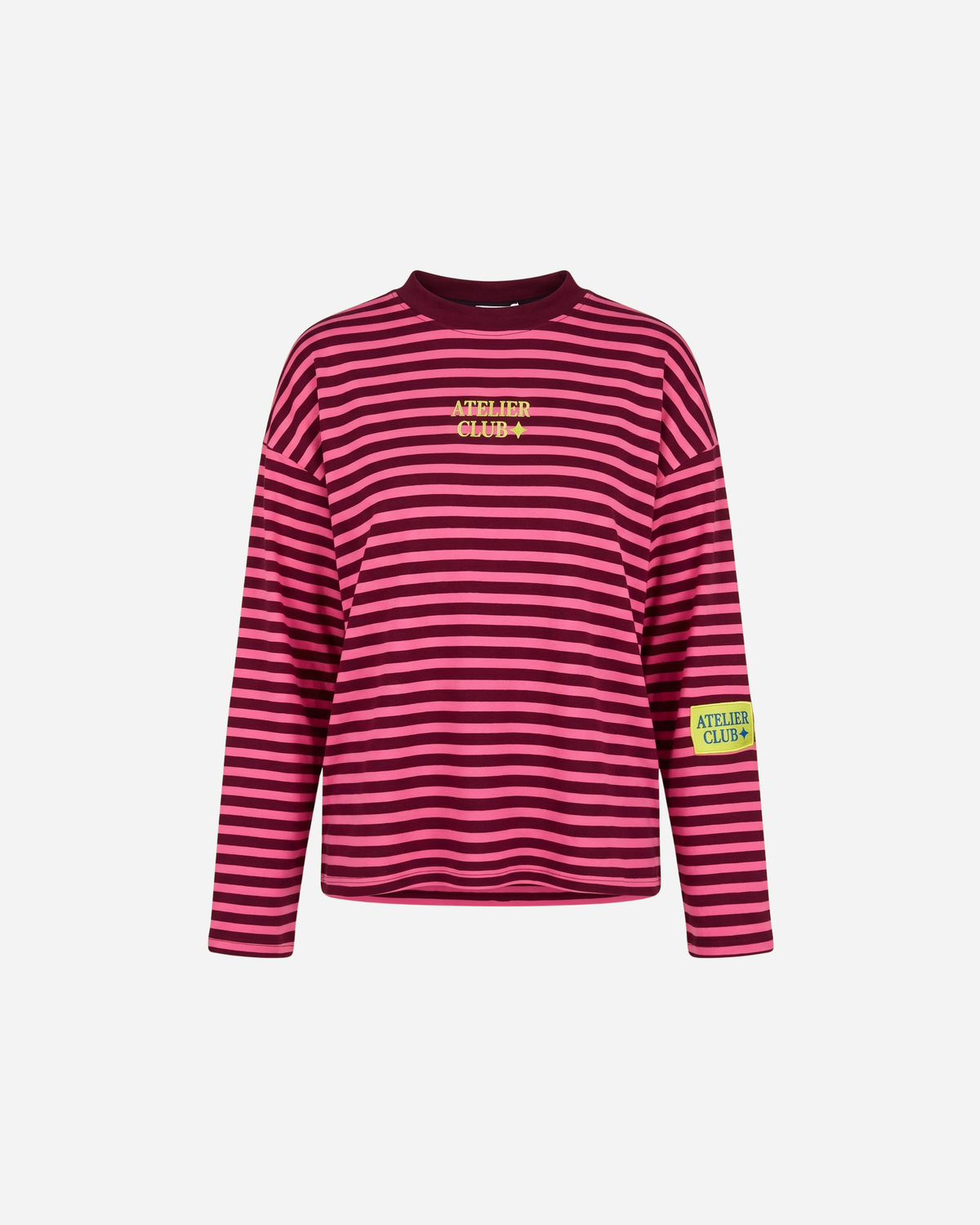 ATELIER CLUB STREEP SWEATER BORDEAUX/FUCHSIA