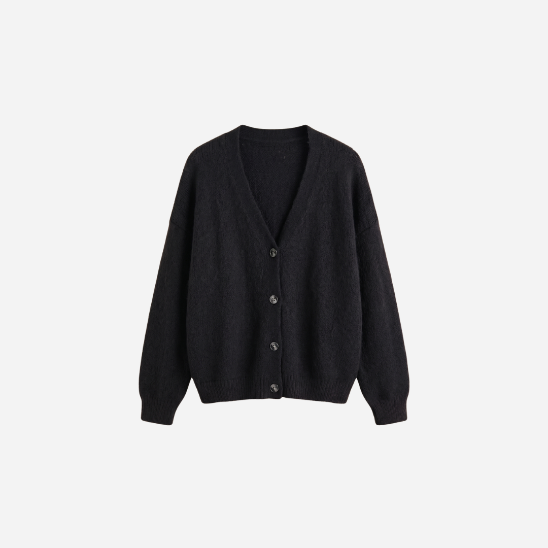 GEBREIDE CARDIGAN MET KNOPEN ZWART