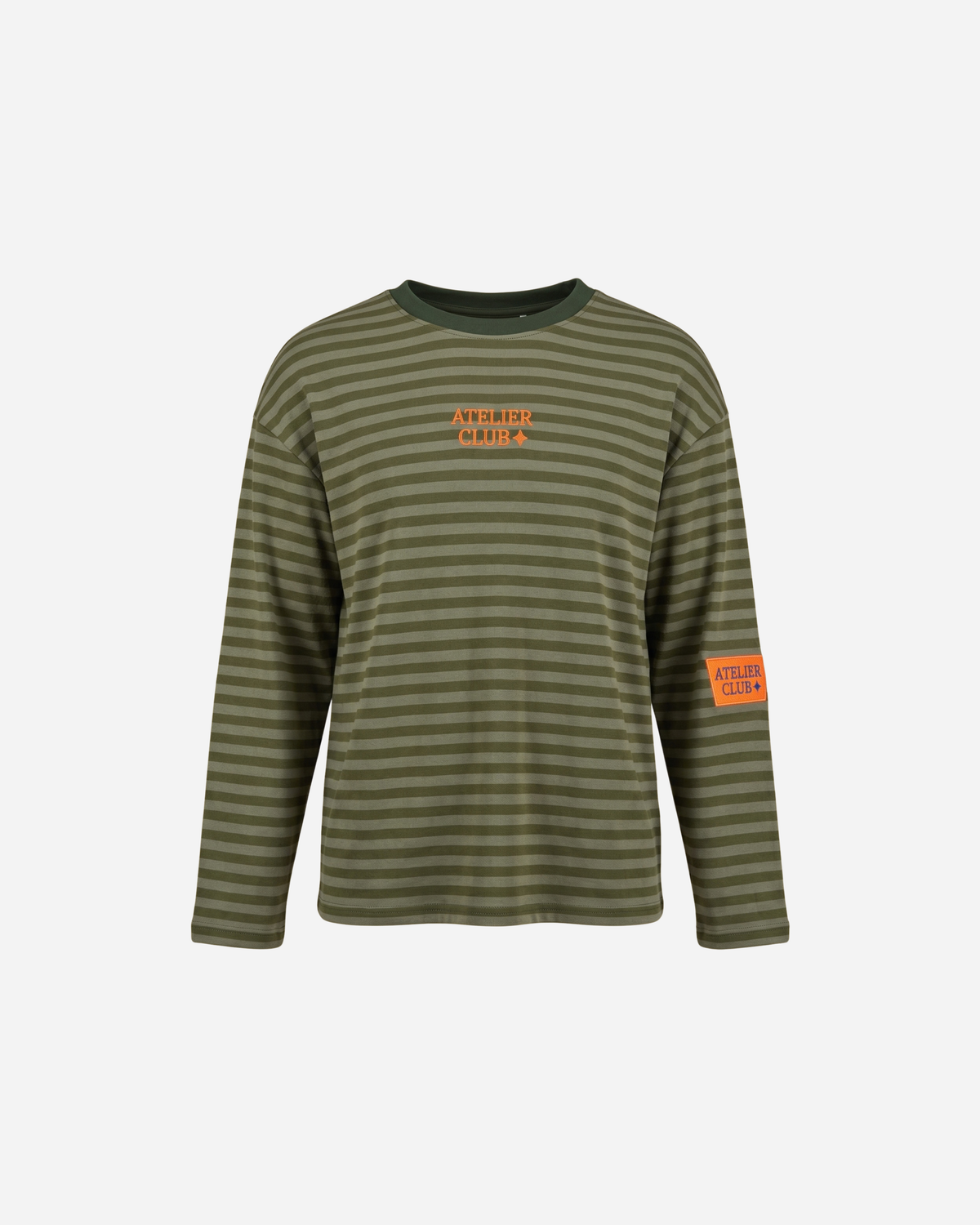 ATELIER CLUB STREEP SWEATER ARMY/GREIGE