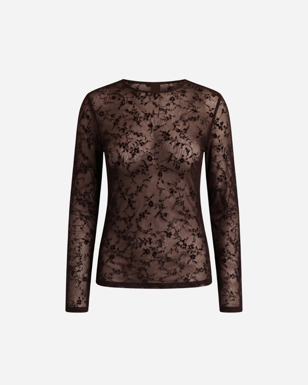 LACE TOP FLOWERS ESPRESSO