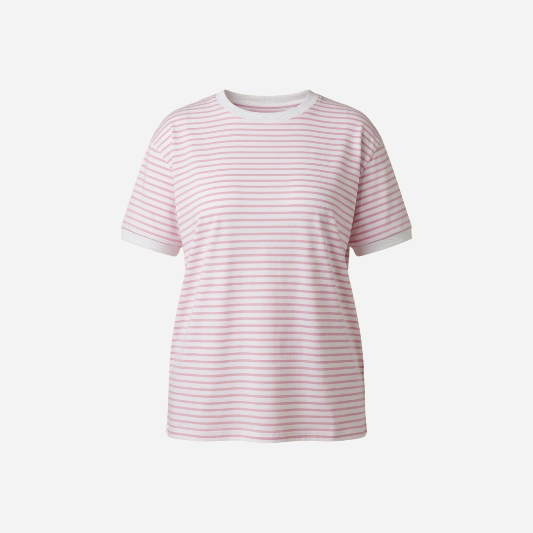 STREEPJES T-SHIRT ROZE/WIT