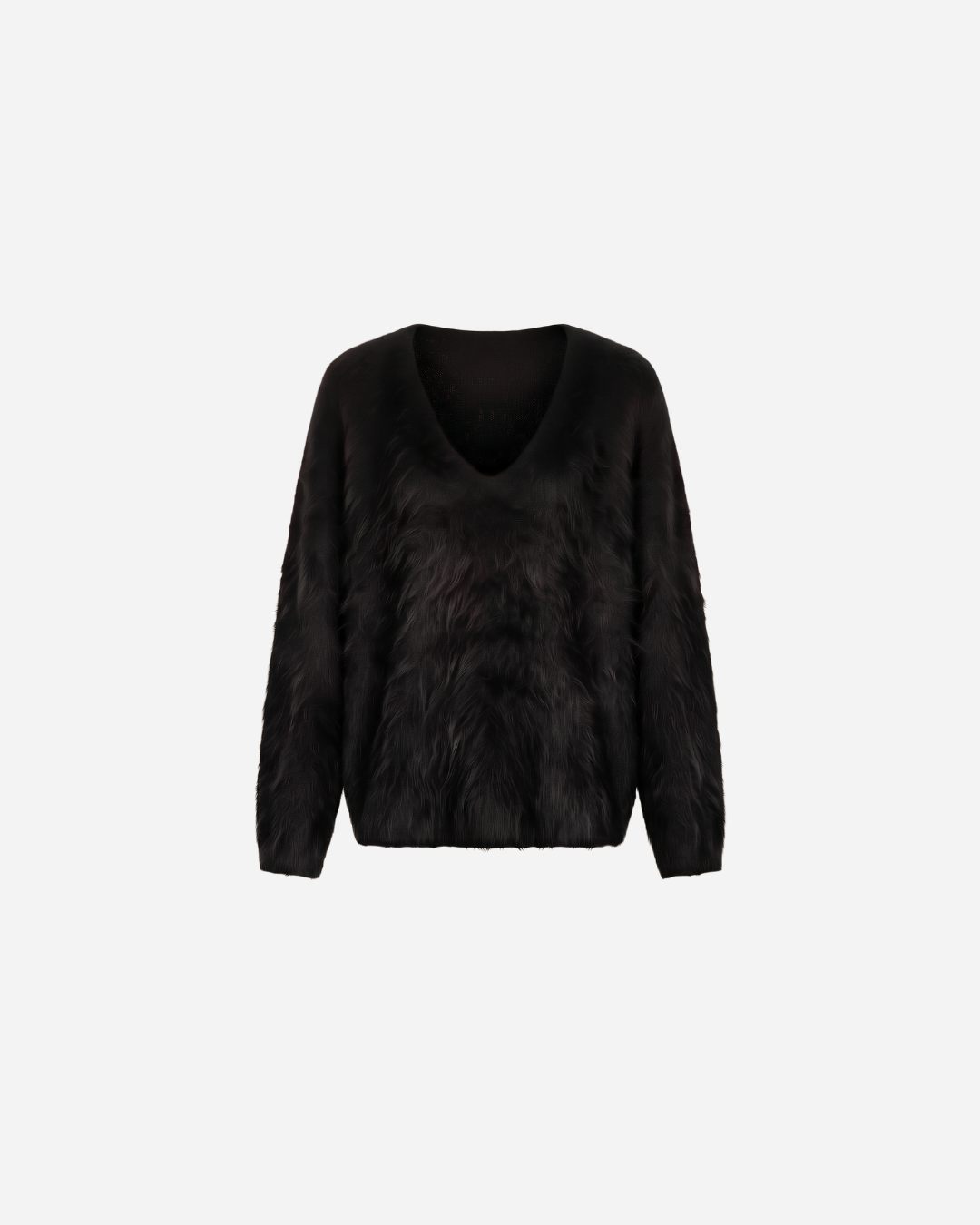 ZACHTE FLUFFY V-HALS TRUI ZWART