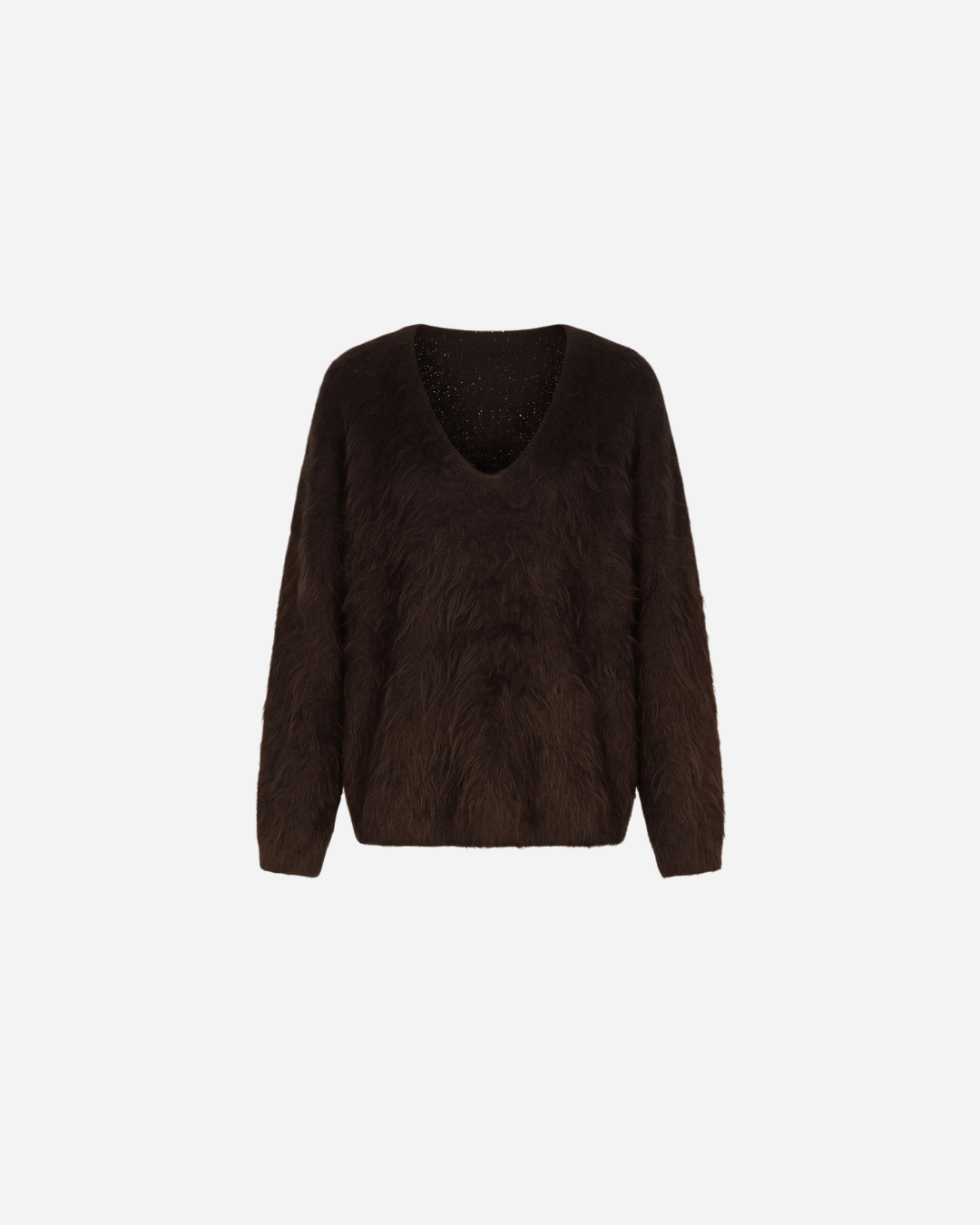 ZACHTE FLUFFY V-HALS TRUI ESPRESSO