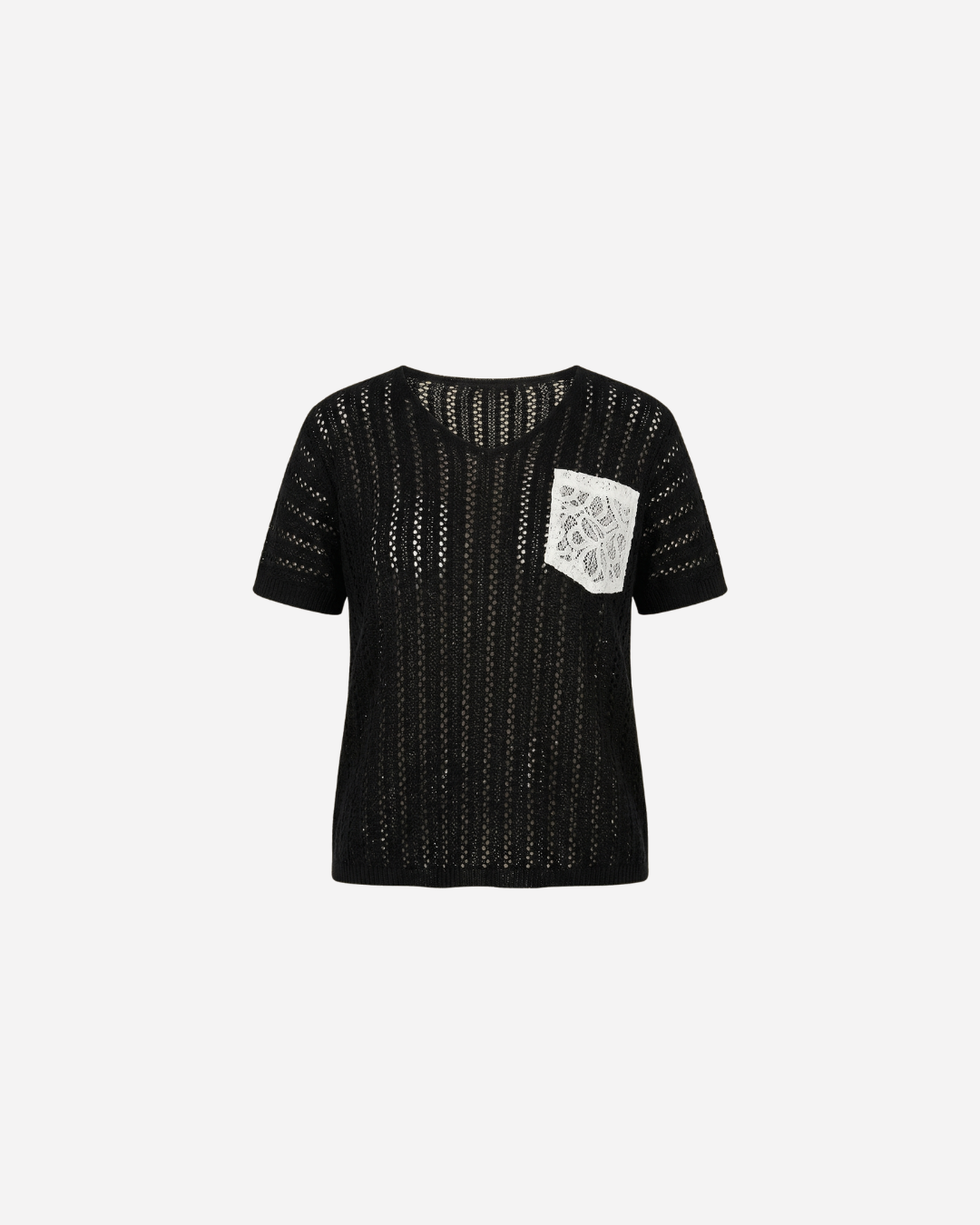 GEBREID T-SHIRT MET GLITTERZAKJE - 1986