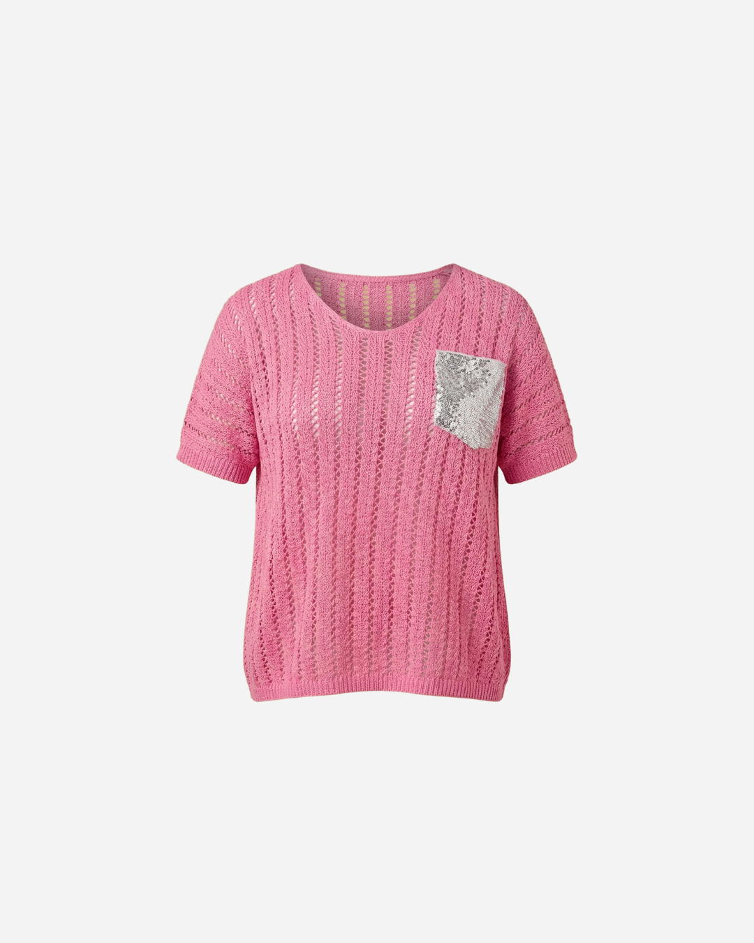 GEBREID T-SHIRT MET GLITTERZAKJE - 1986