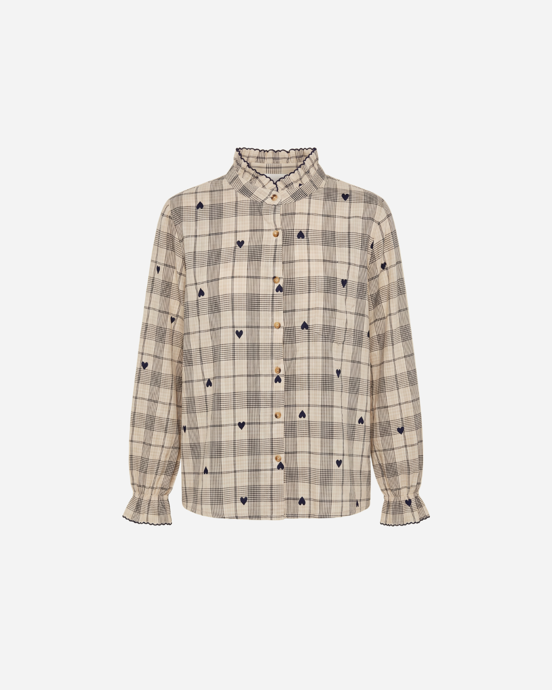 RUIT BLOUSE MET HARTJES BEIGE