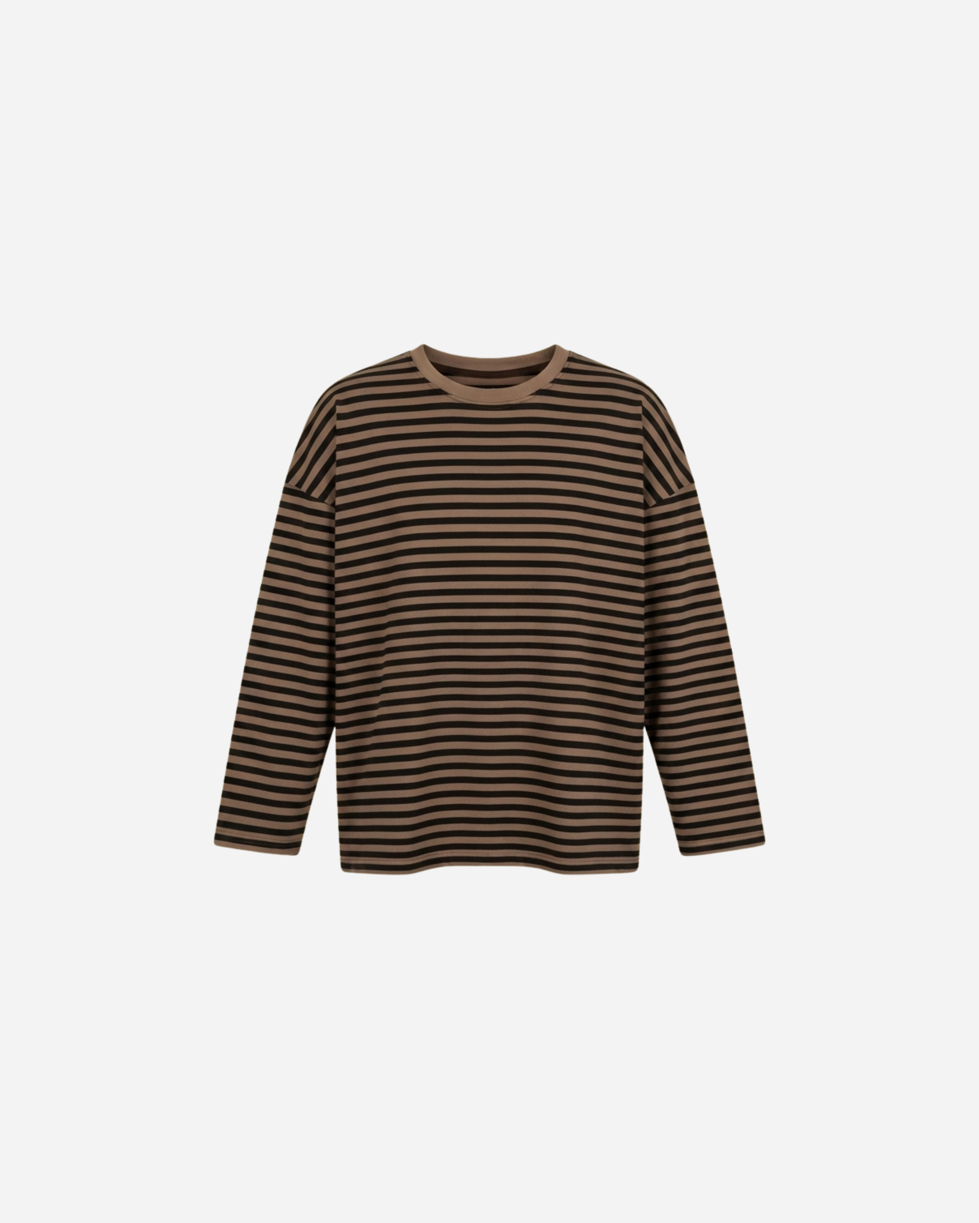 STREEP SHIRT LONGSLEEVE ZWART/TAUPE