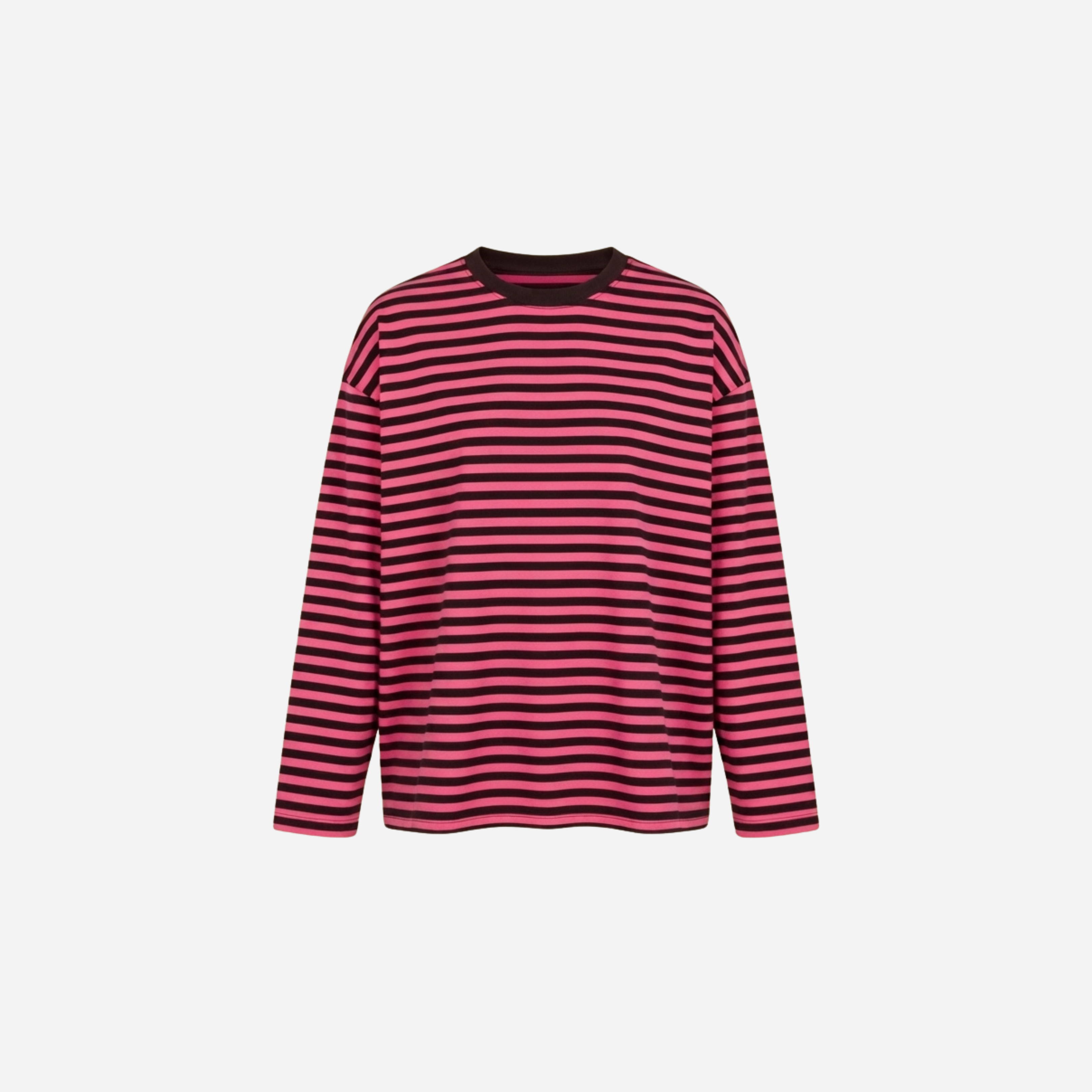 STREEP SHIRT LONGSLEEVE FUCHSIA/ESPRESSO