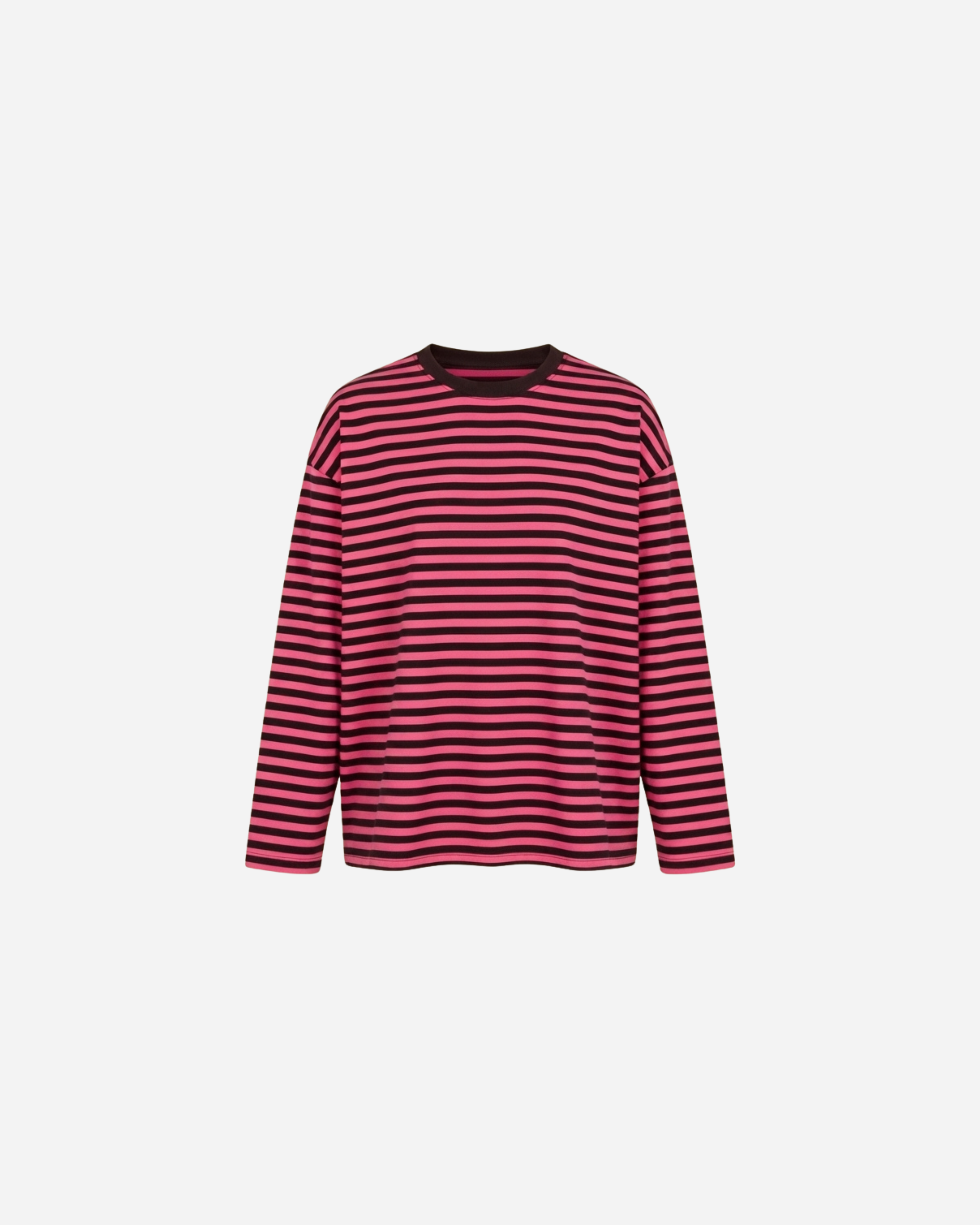 STREEP SHIRT LONGSLEEVE FUCHSIA/ESPRESSO
