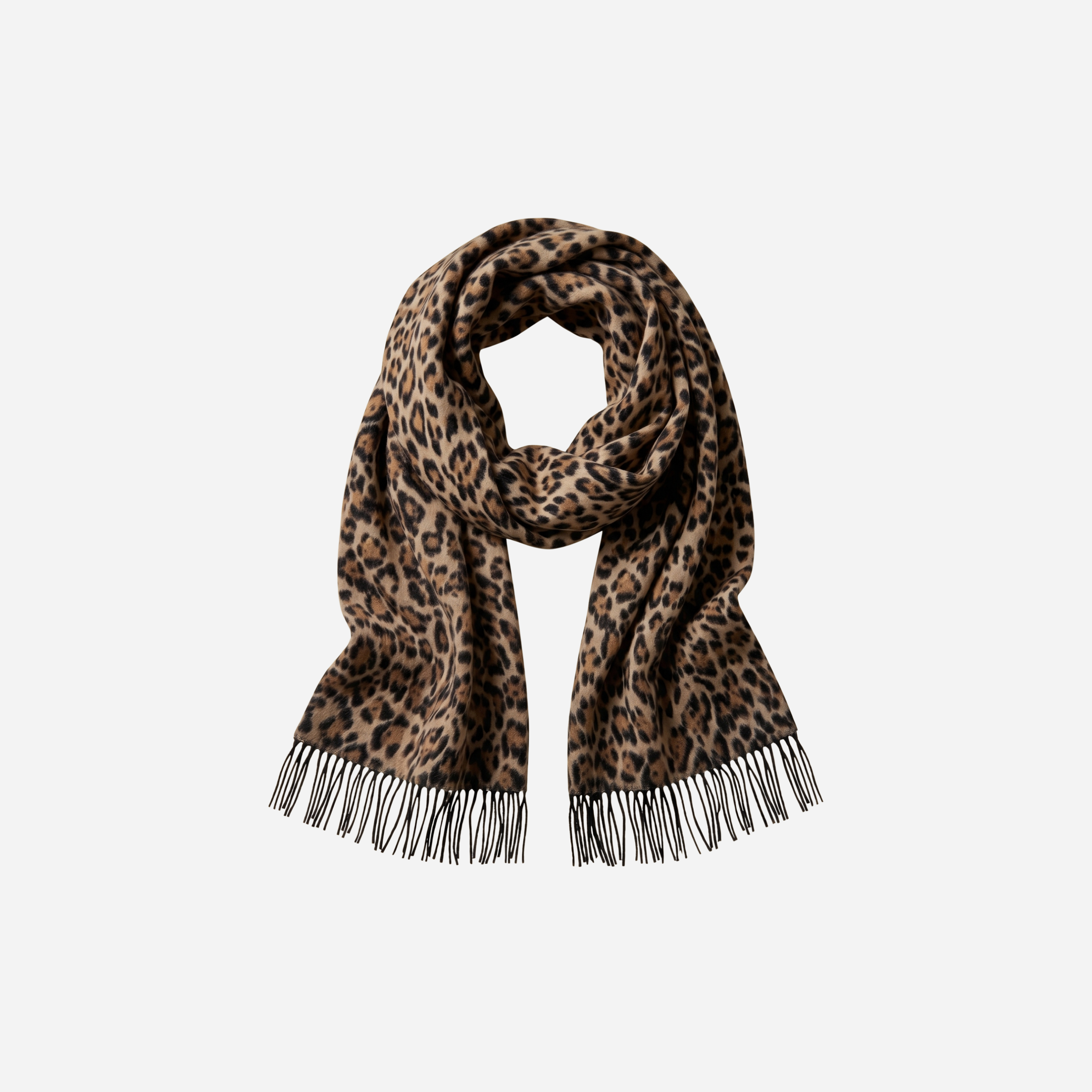 SJAAL MET PANTER PRINT ZWART