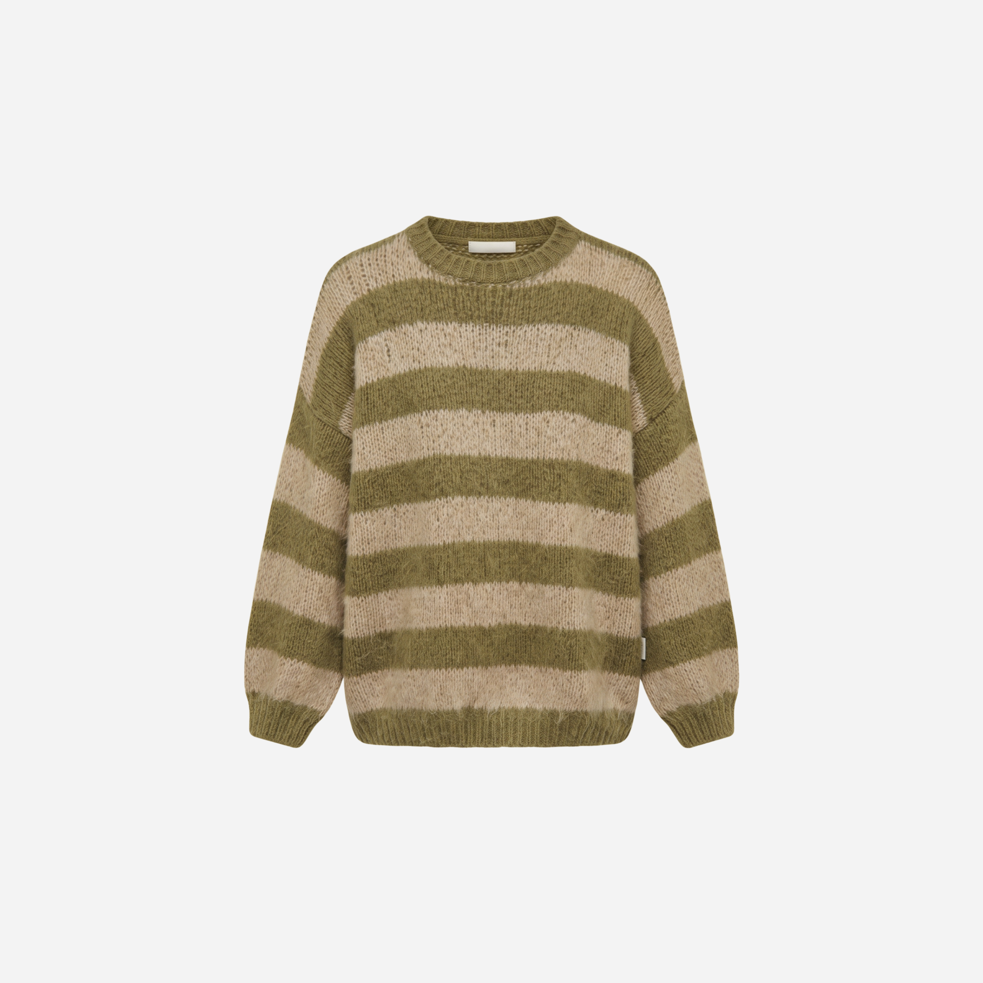 STREEP KNIT ARMY/BEIGE