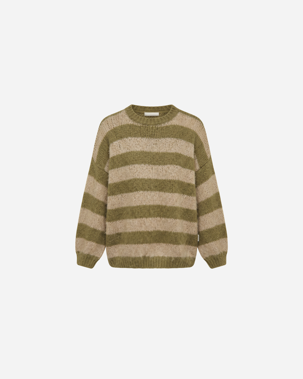 STREEP KNIT ARMY/BEIGE