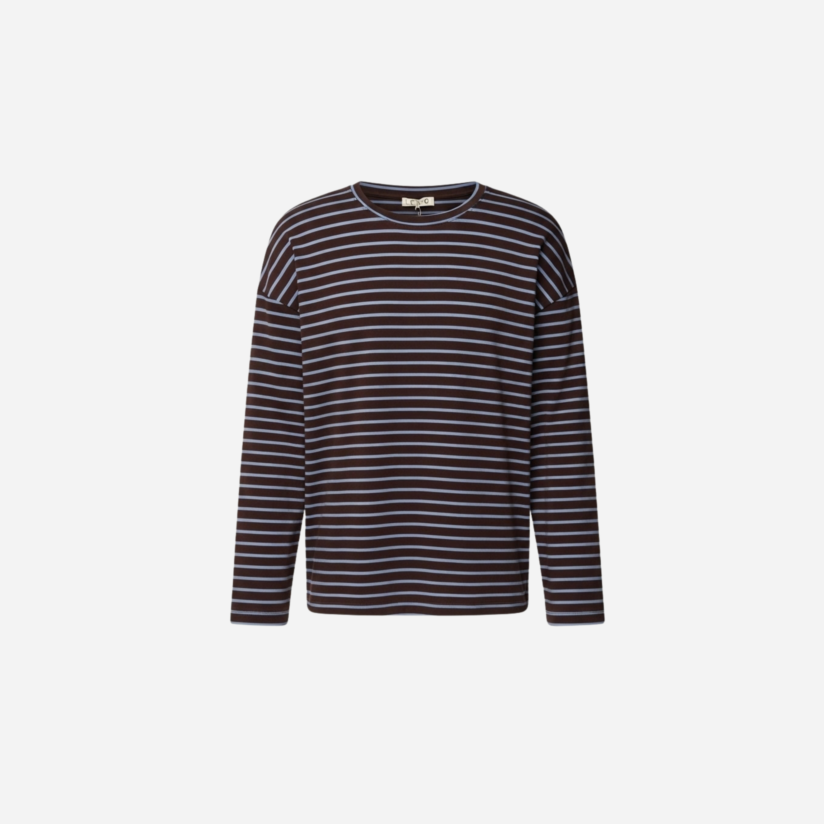 DUO STREEP TOP ESPRESSO/BLAUW