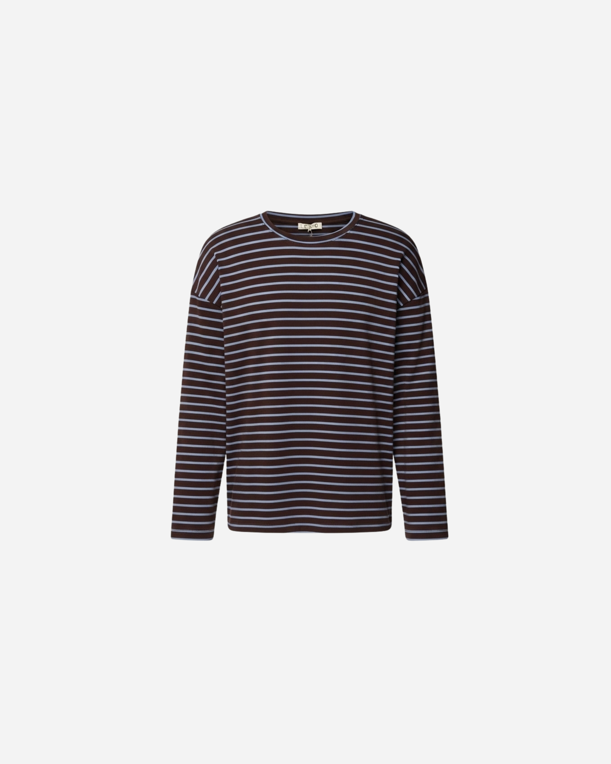 DUO STREEP TOP ESPRESSO/BLAUW