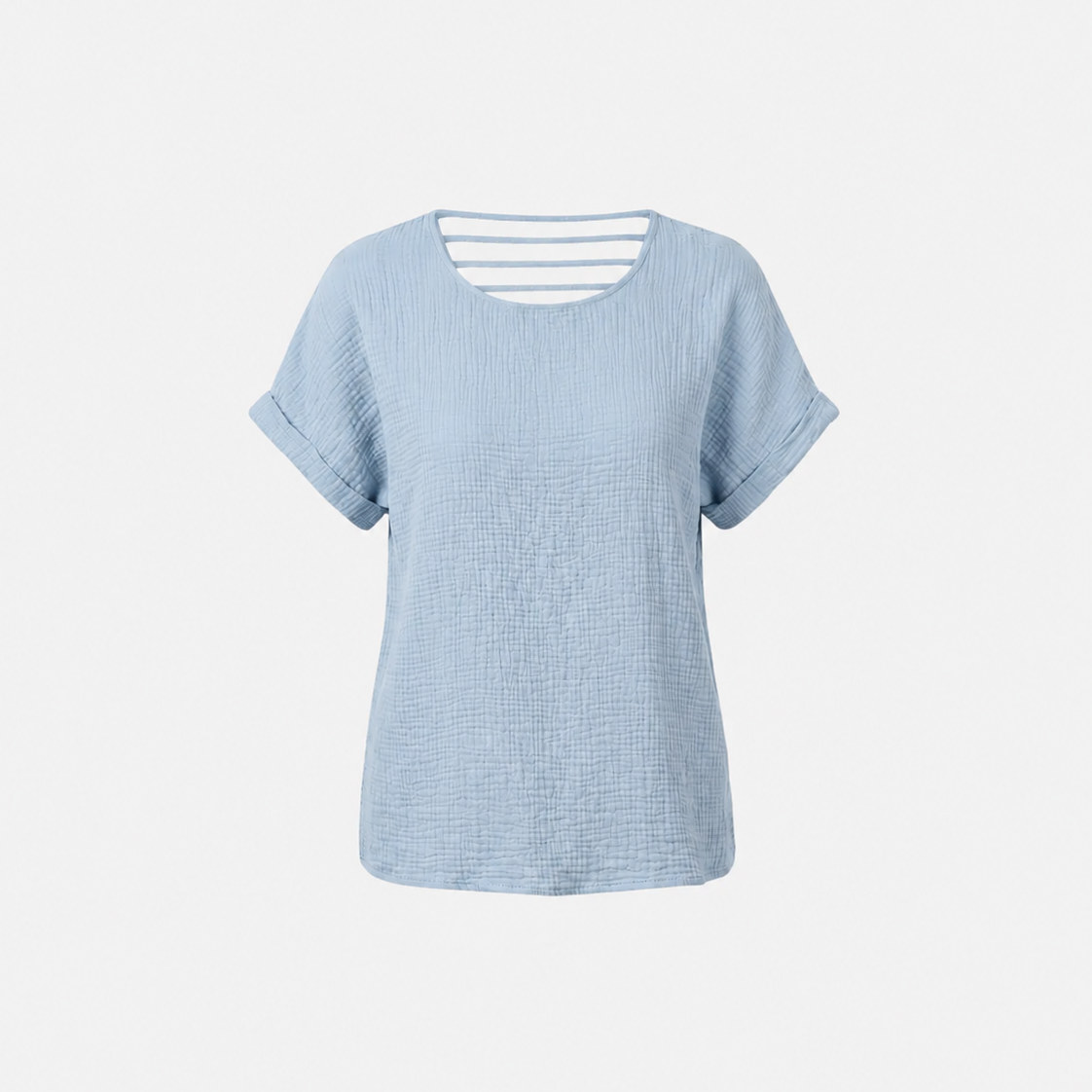 KATOENEN MOUSSELINE TOP BLAUW