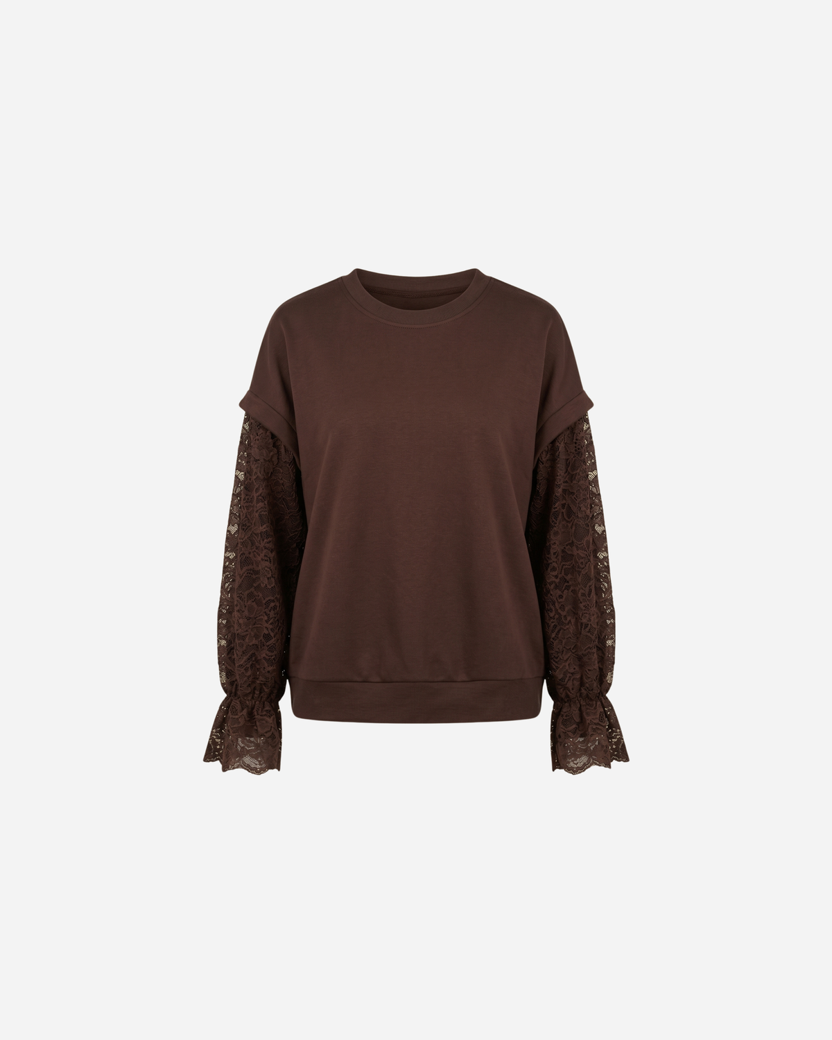 SWEATER MET LACE MOUW ESPRESSO