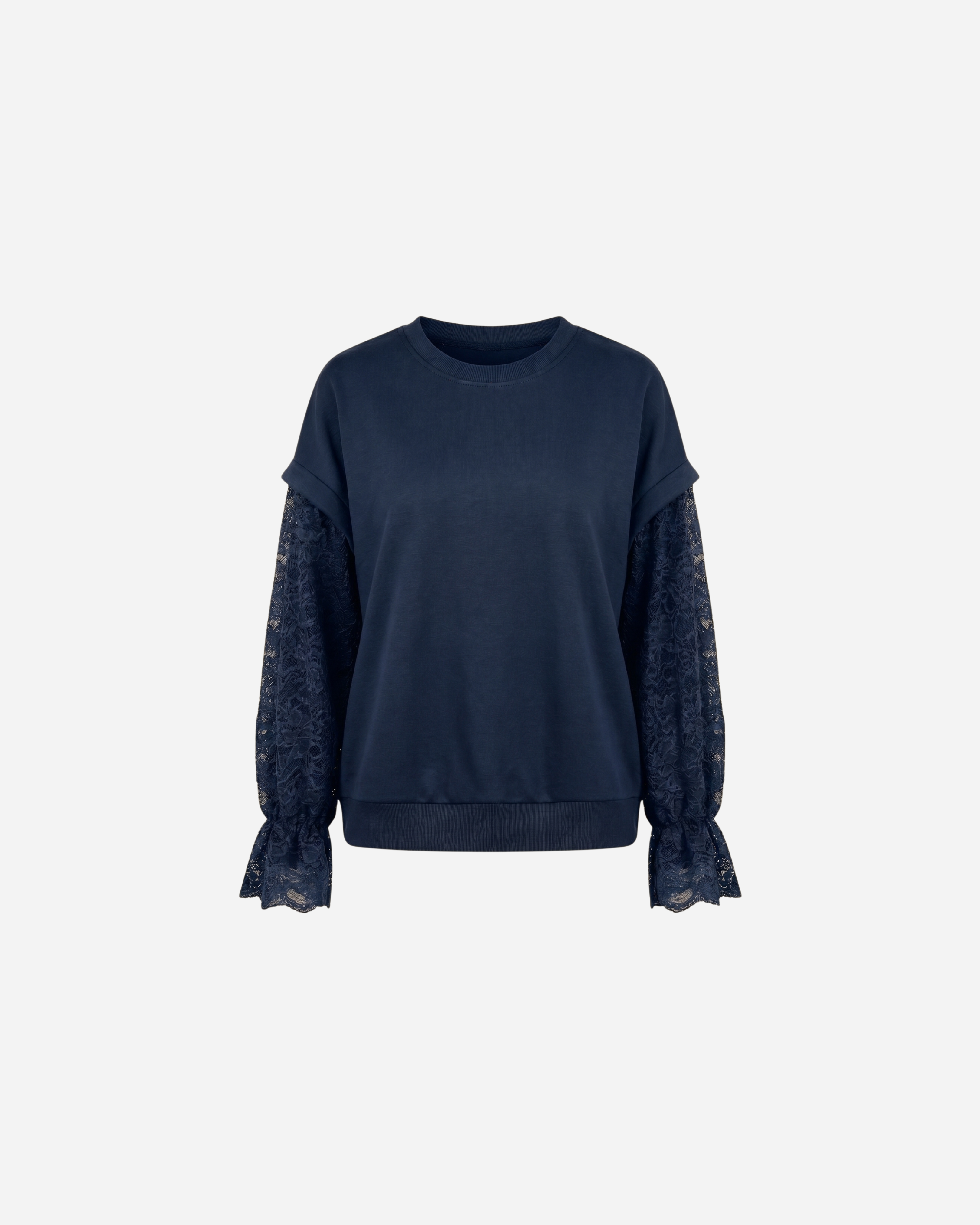 SWEATER MET LACE MOUW MARINE
