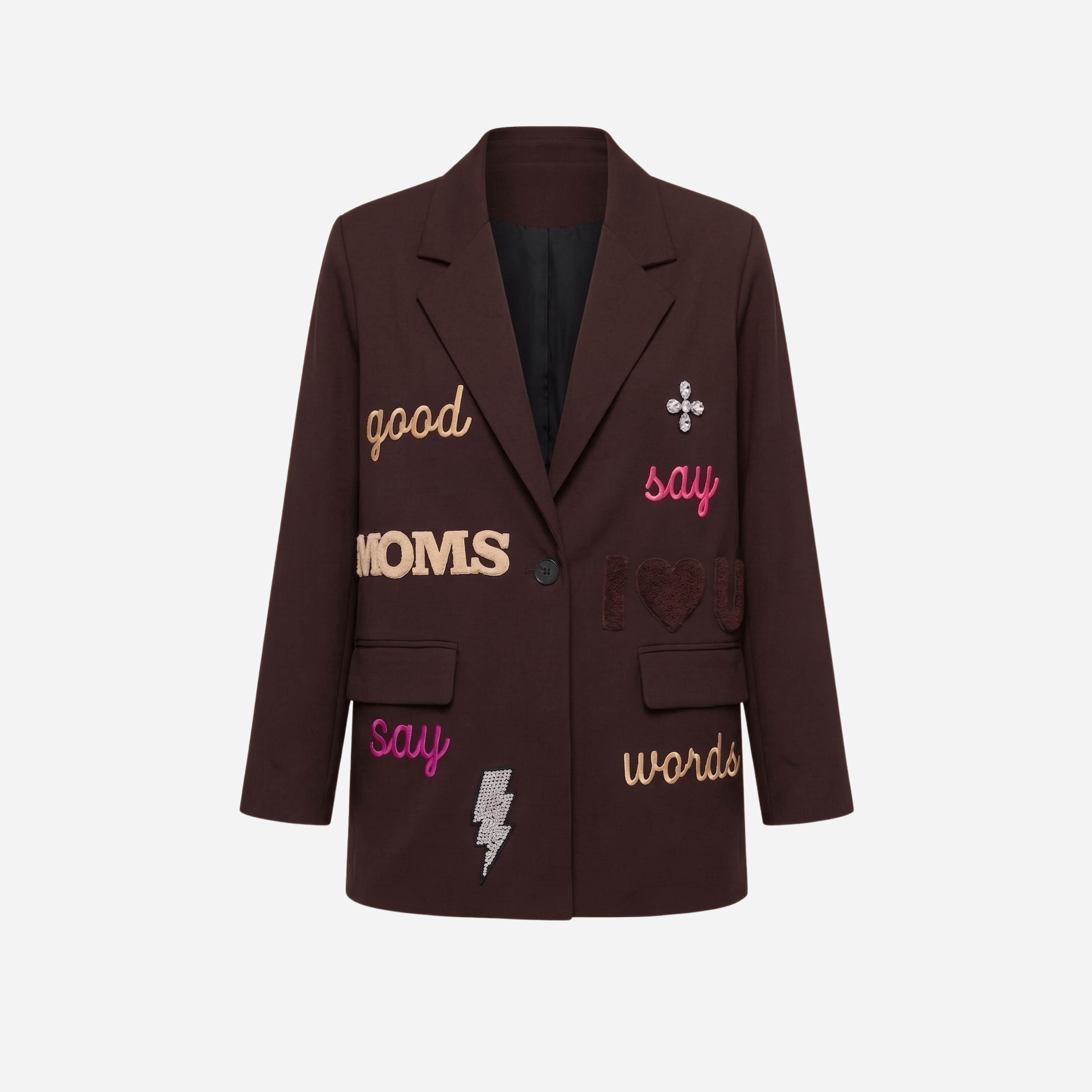 SUEDE LOOK WORDS BLAZER BRUIN