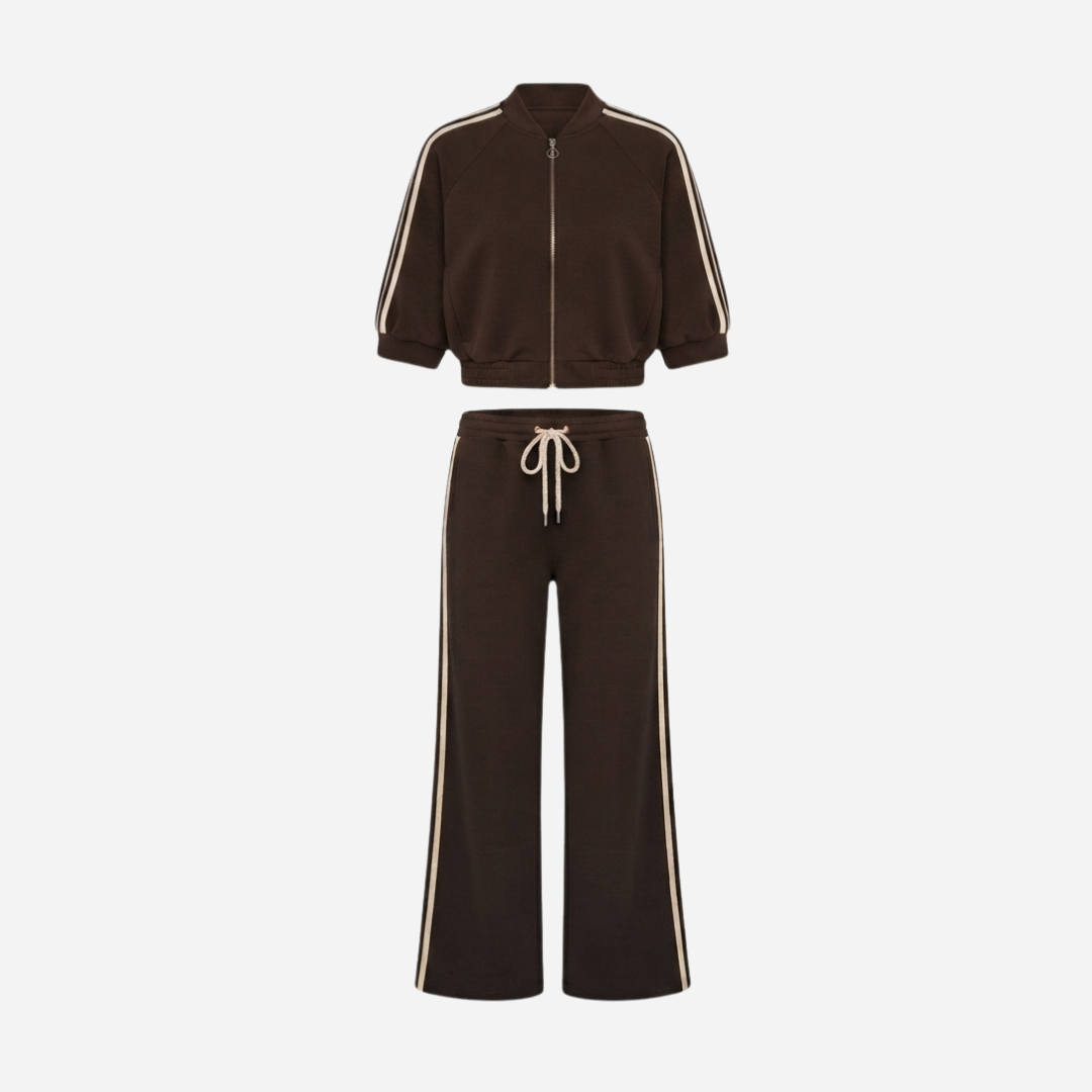 SPORTI STREEP SET MET VEST ESPRESSO