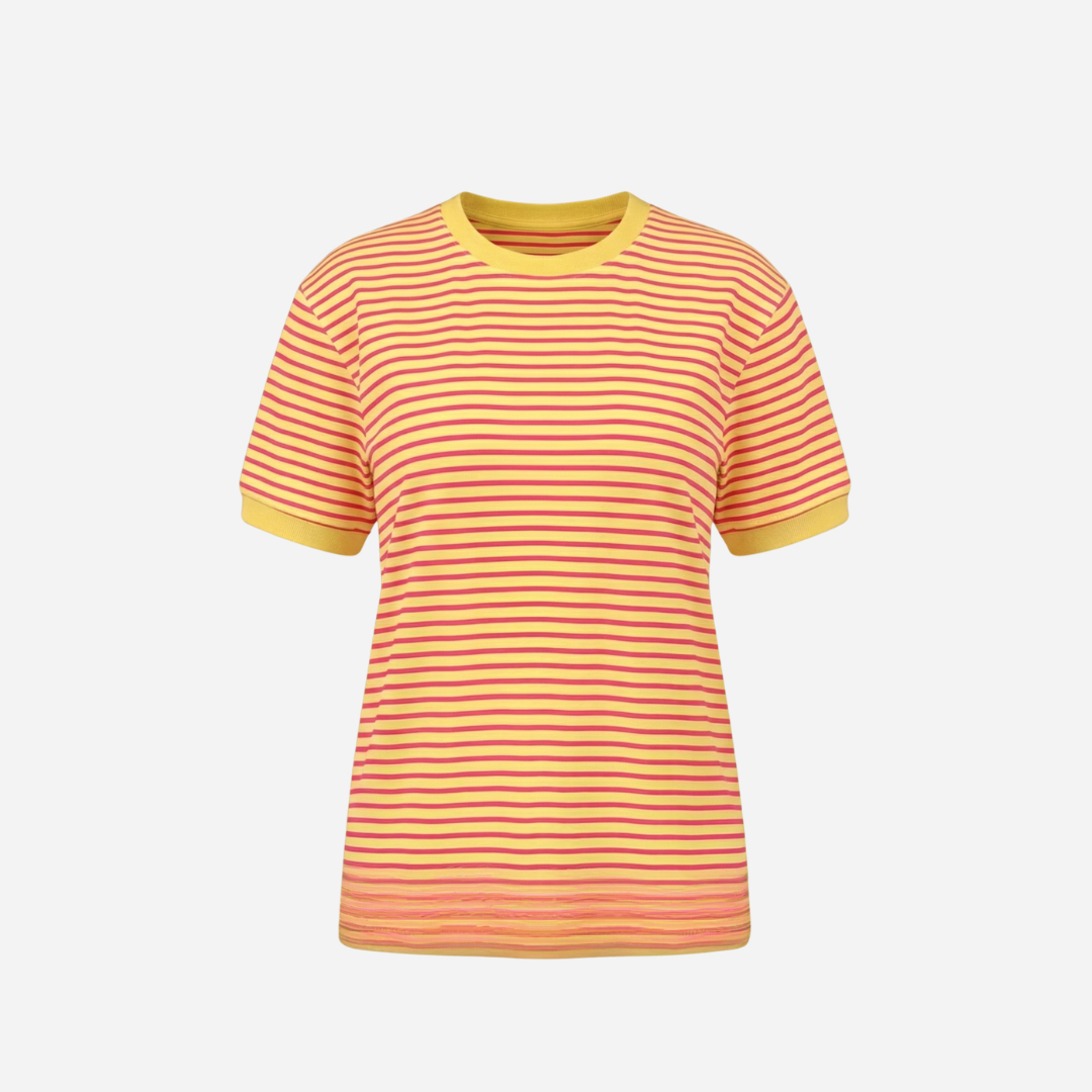 STREEPJES T-SHIRT GEEL/FUCHSIA