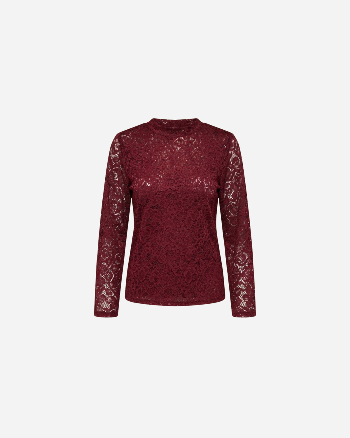 LACE TOP MET TROMPET MOUW BORDEAUX