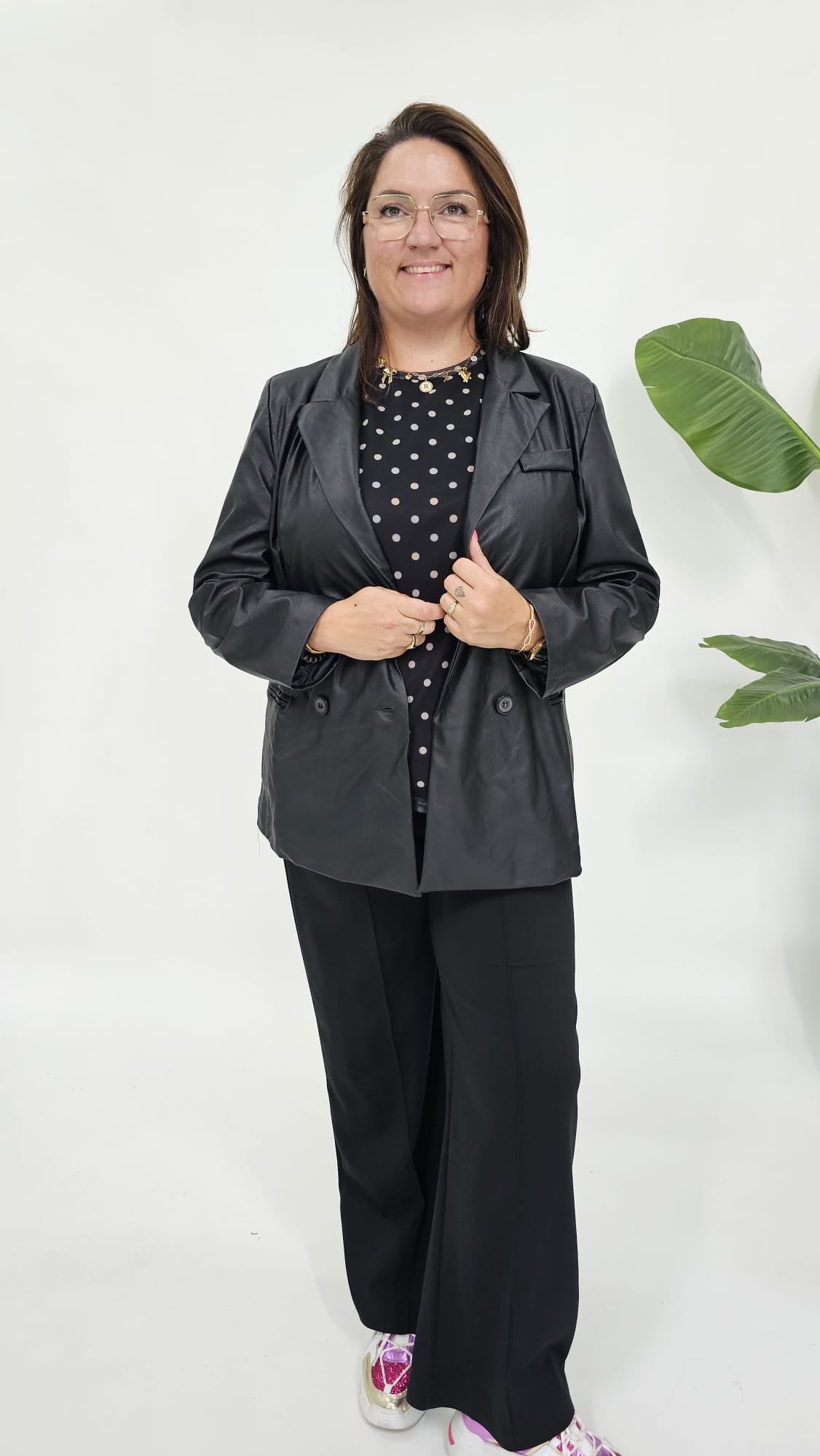 DOTS MESH TOP ZWART