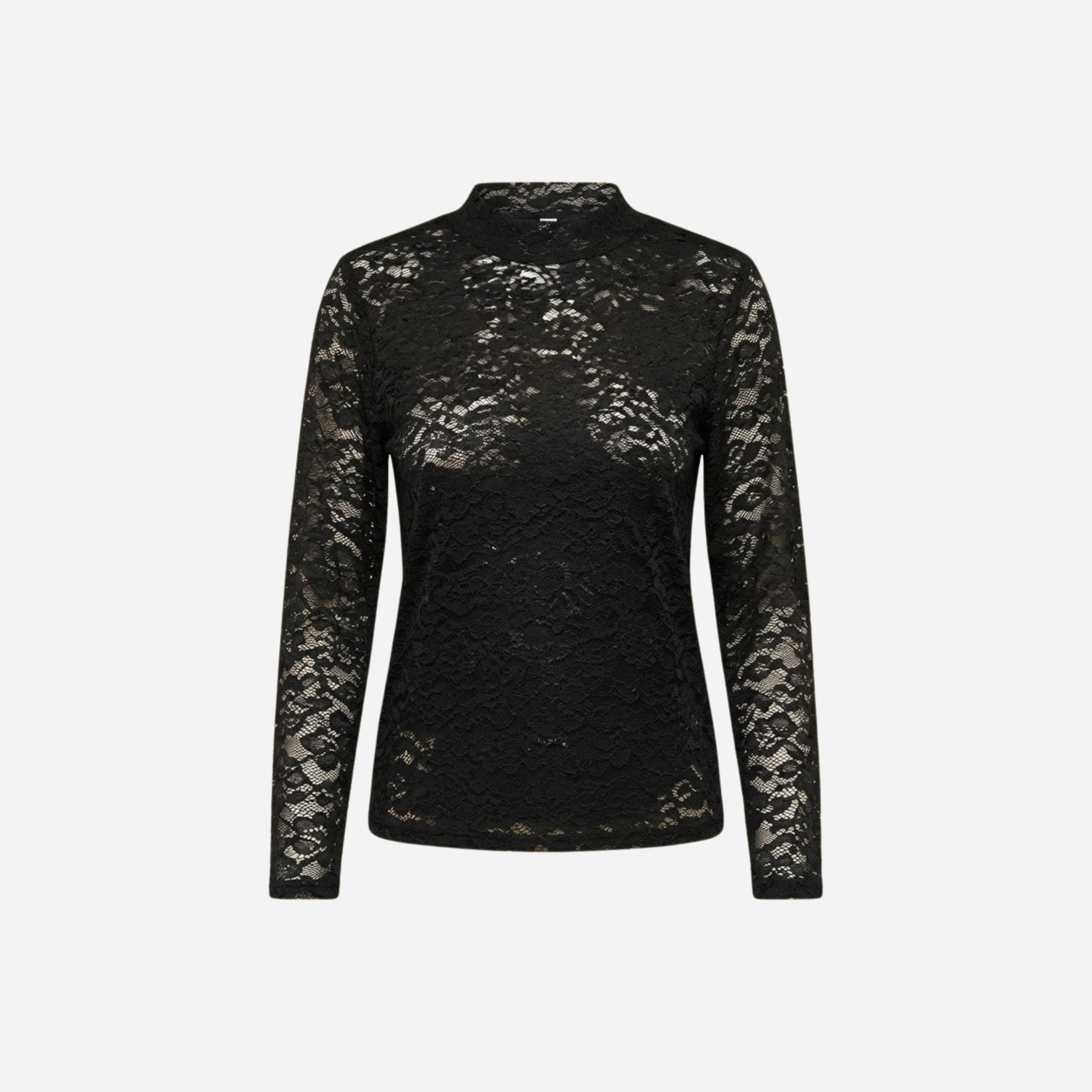 LACE TOP MET TROMPET MOUW ZWART