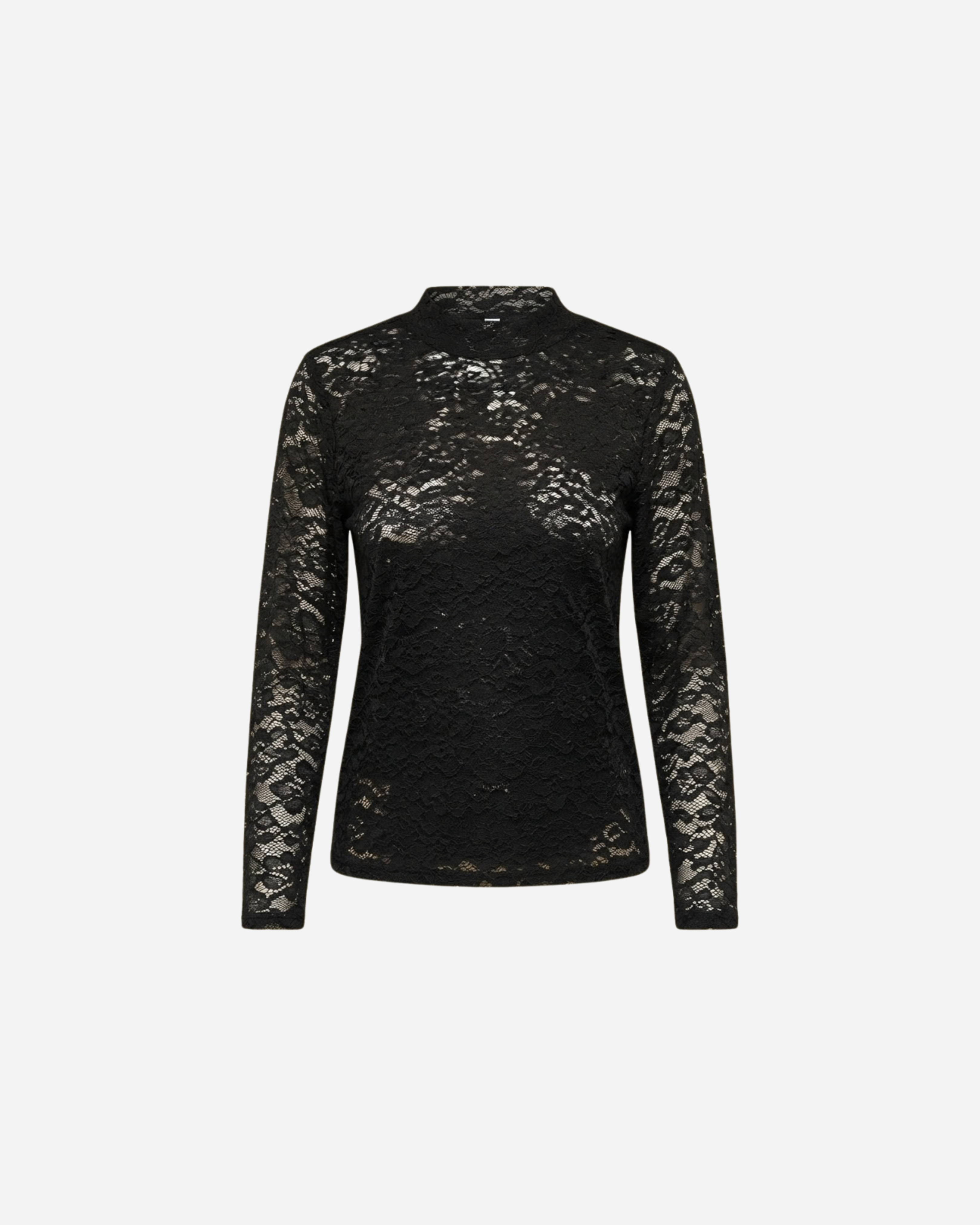 LACE TOP MET TROMPET MOUW ZWART