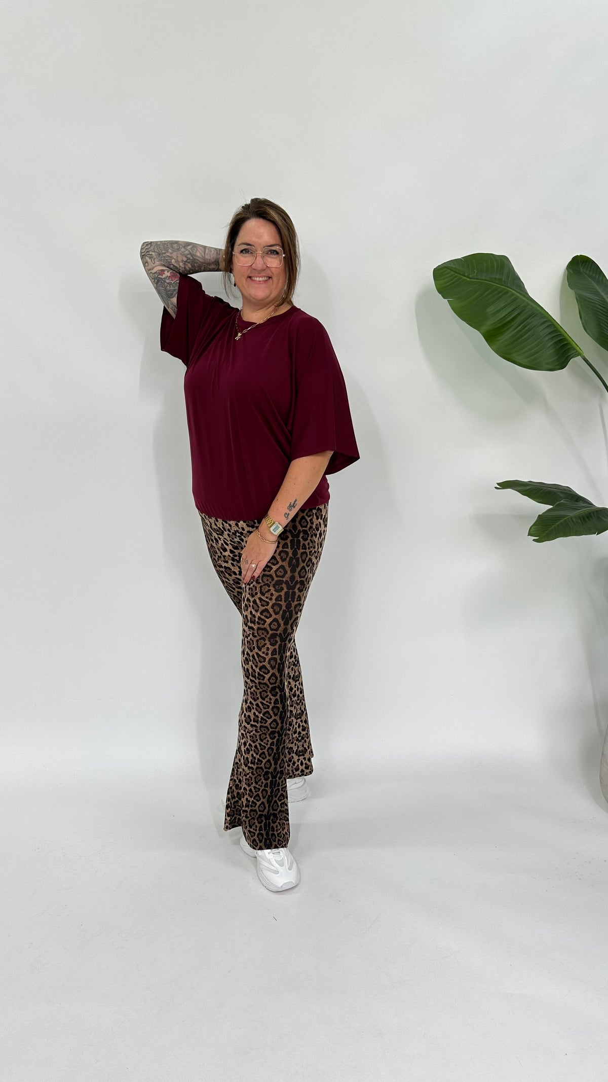 T-SHIRT MET ELASTIEK BURGUNDY