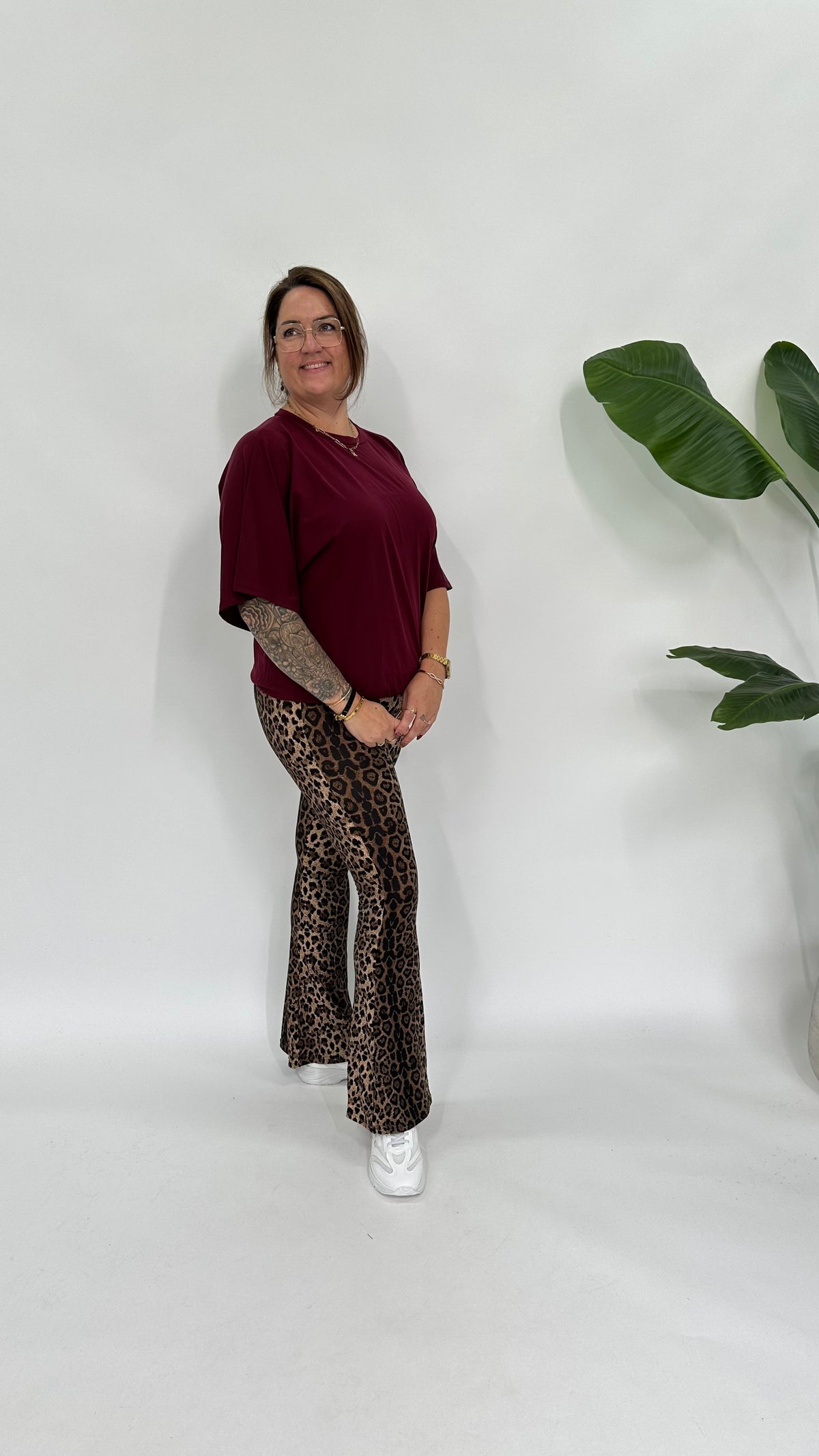 T-SHIRT MET ELASTIEK BURGUNDY