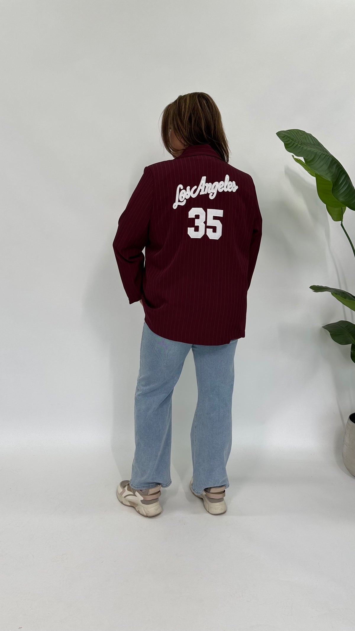 LA KRIJTSTREEP BLAZER BURGUNDY