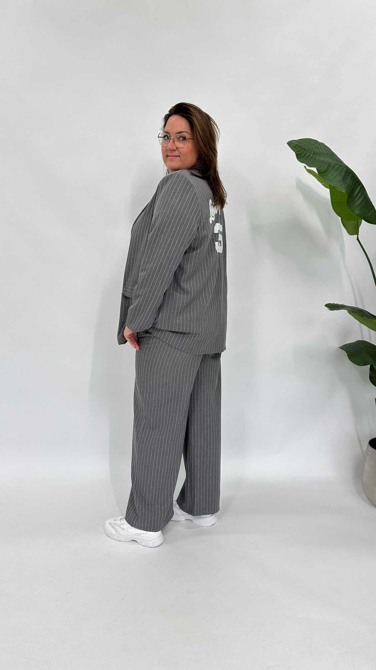 LA KRIJTSTREEP BLAZER GRIJS