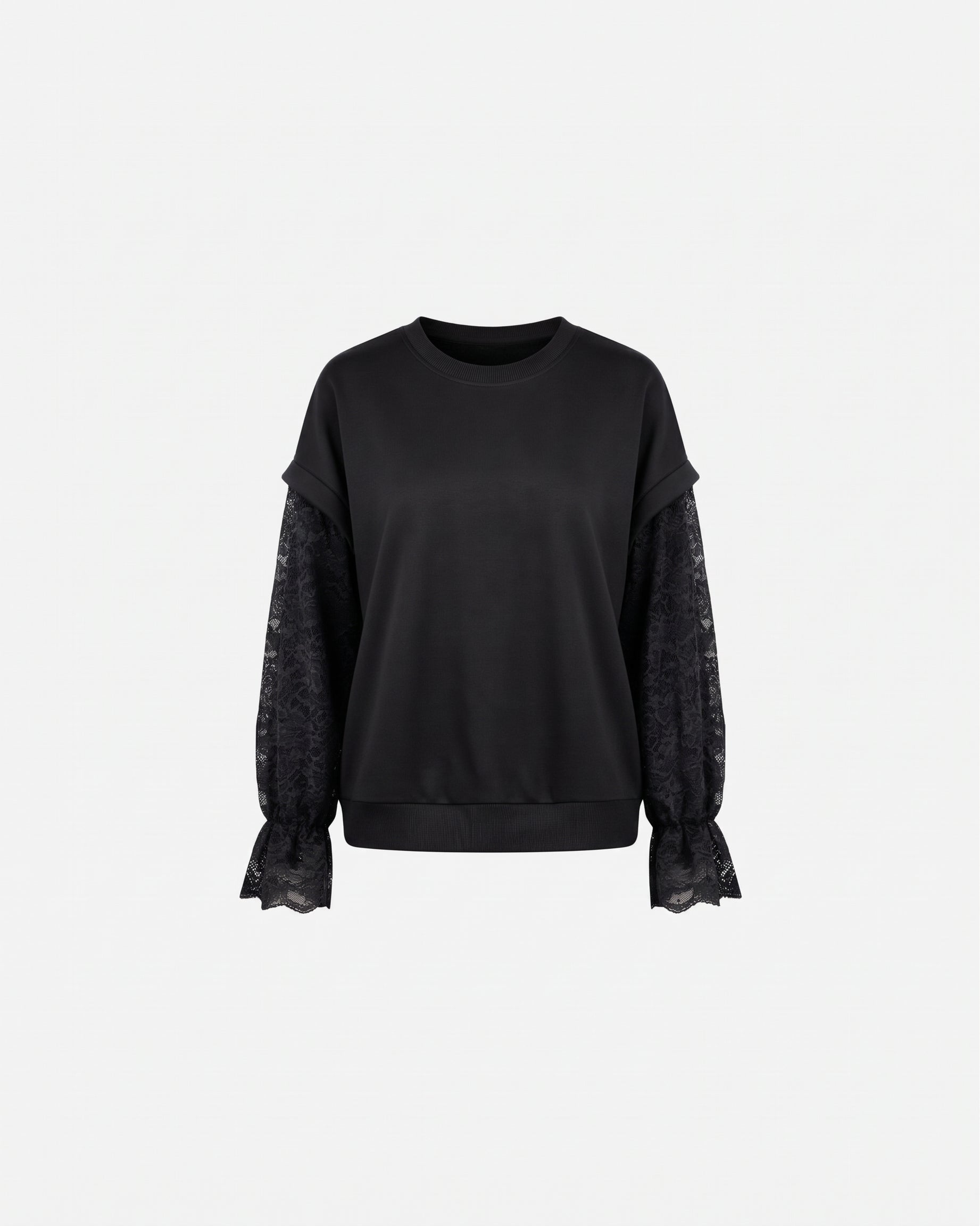 SWEATER MET LACE MOUW ZWART